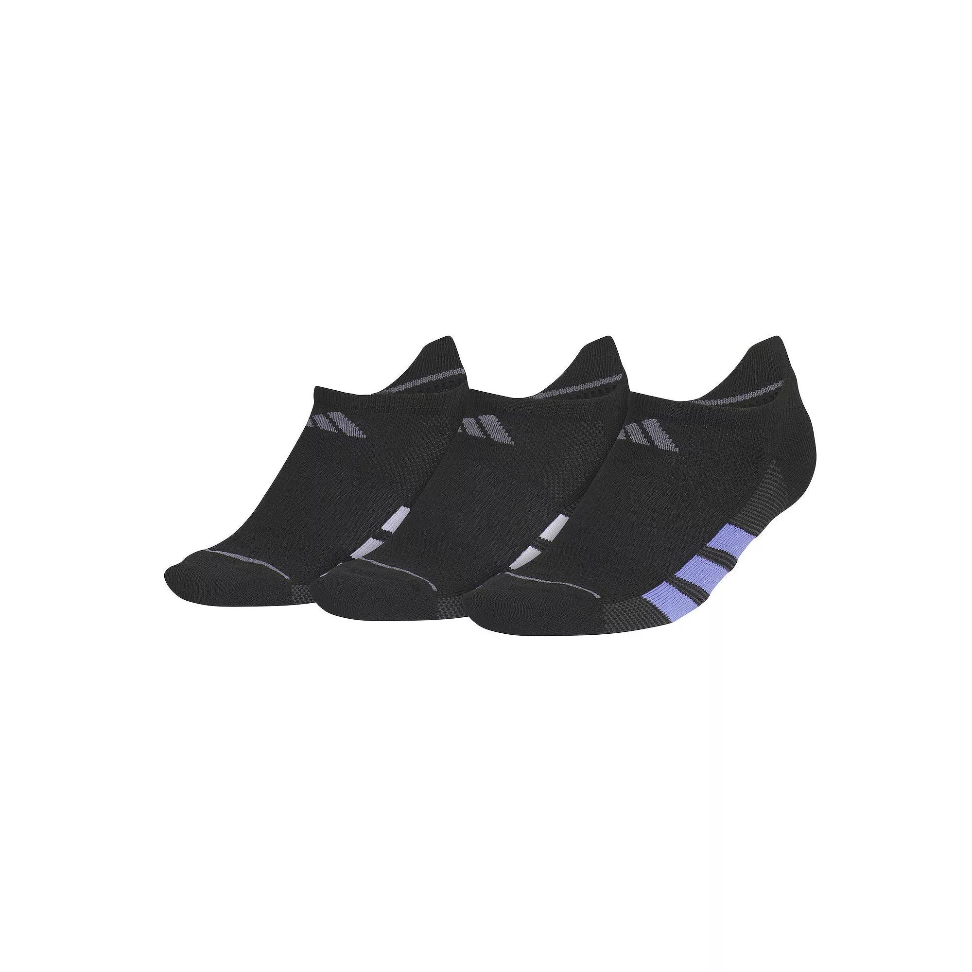 Women's adidas All Day Training No Show Socks 3-Pair Pack, Size: 5-10, Blk Purple Product Image