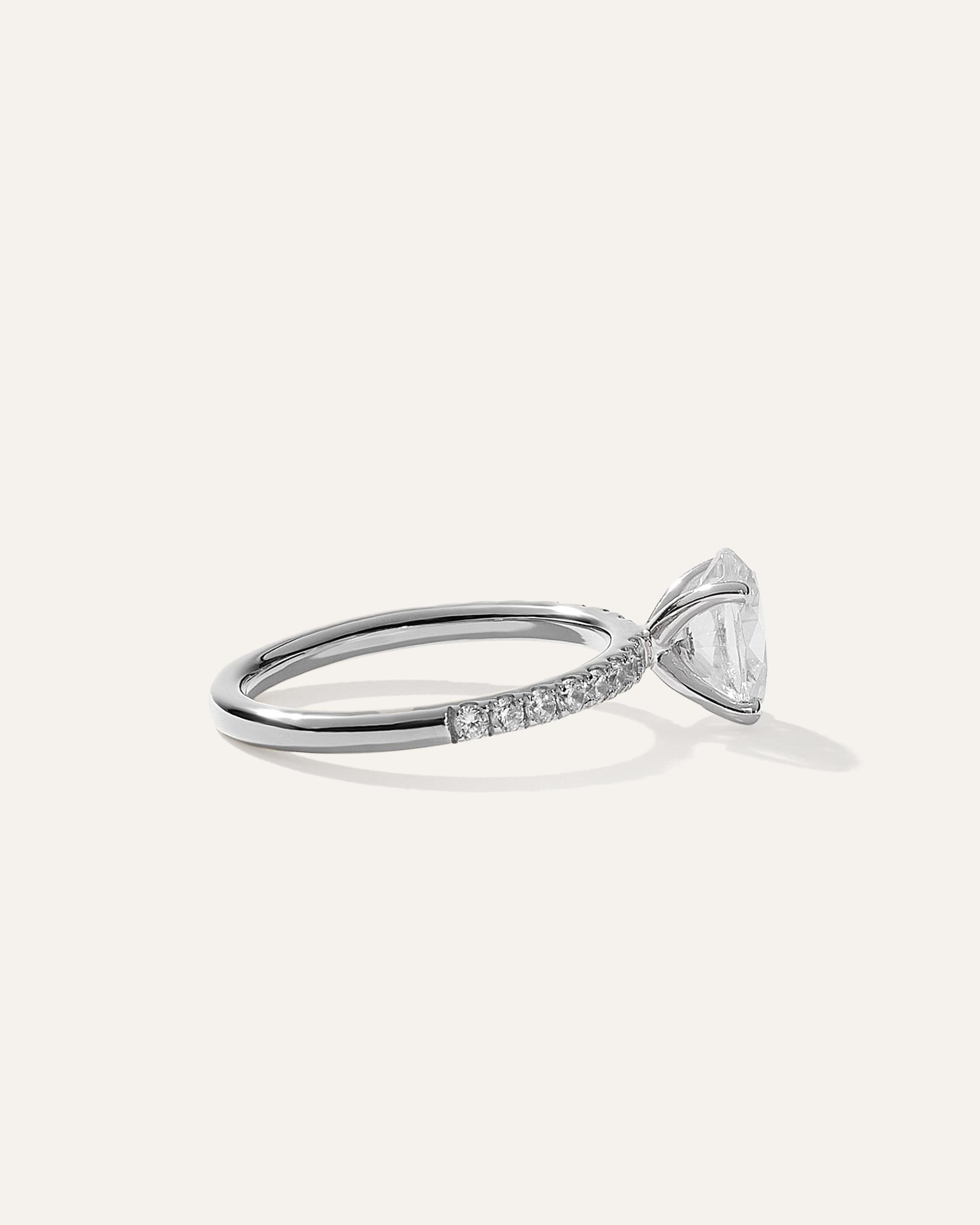 Quince | Women's Lab Grown Diamond Oval Petite Pave Engagement Ring Product Image