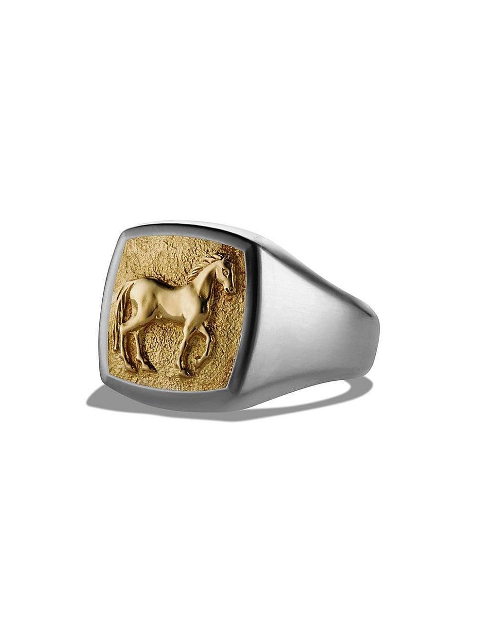 Mens Petrvs Horse Pinky Ring in Sterling Silver Product Image