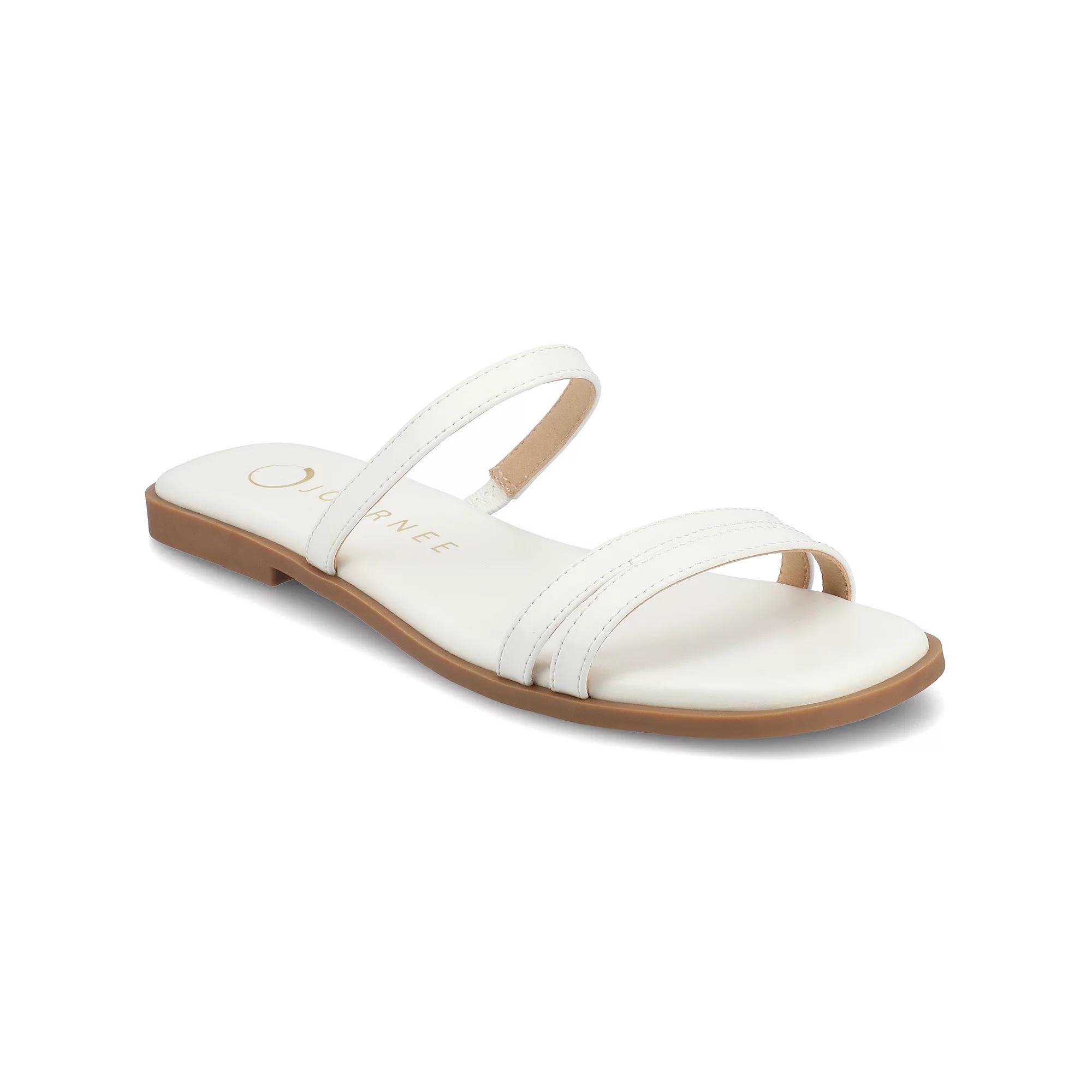Journee Women's Multi Strap Slide On Flat Sandals, Size: 9, White Product Image