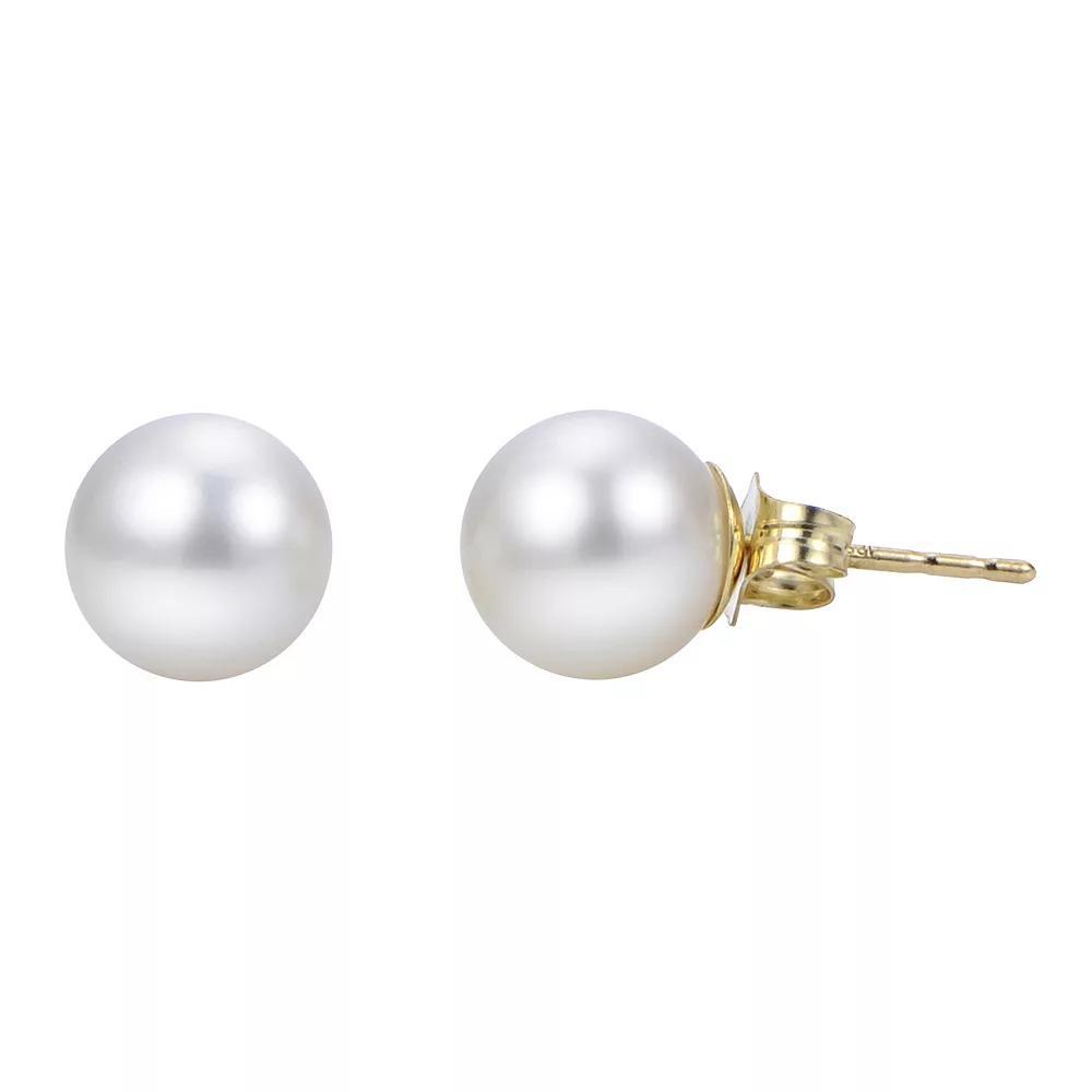 14k Gold Akoya Cultured Pearl Stud Earrings, Womens, White Product Image