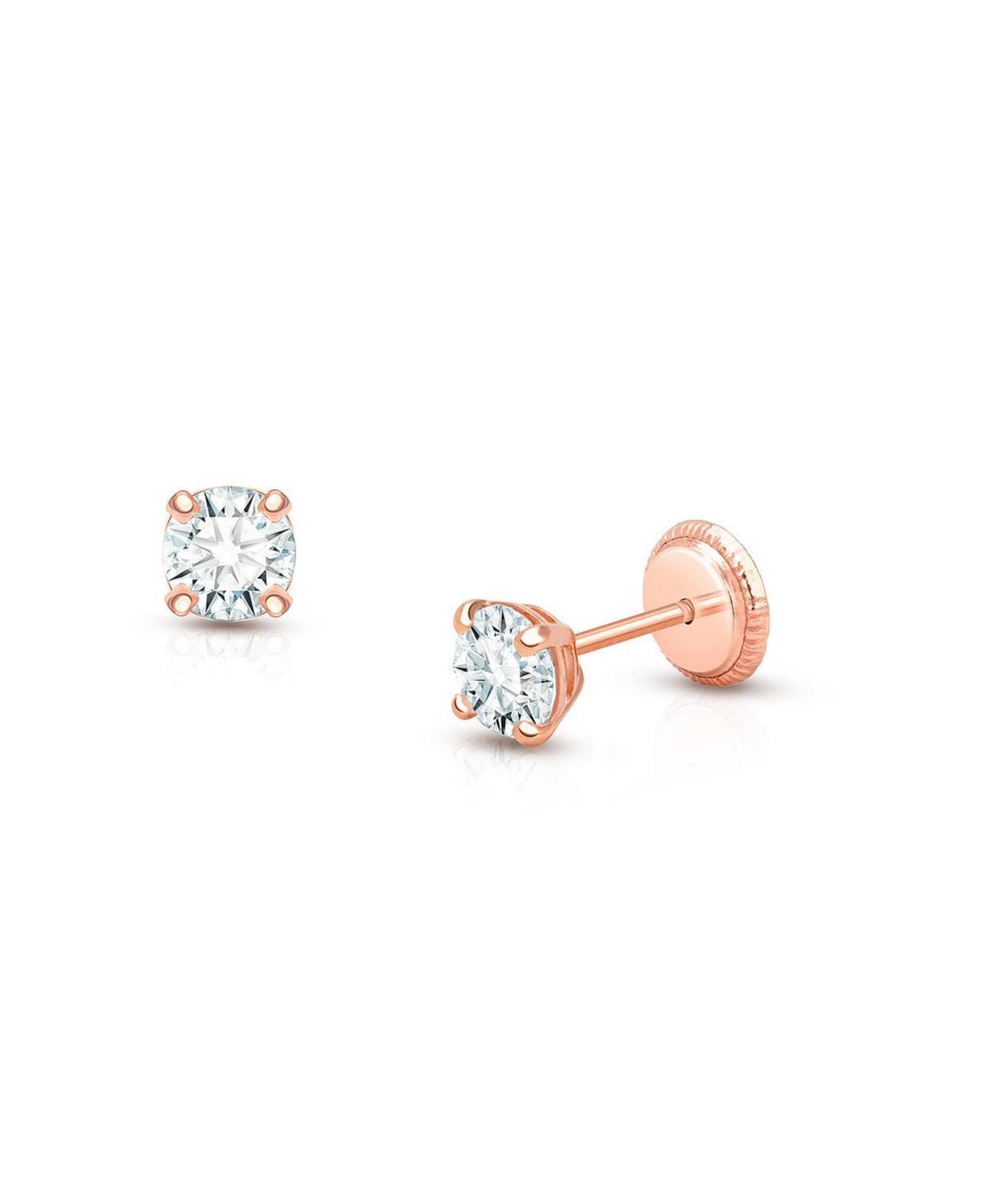 Tiny Blessings Tiny Blessings Childrens 14K Gold 4mm Crystal Birthstone Studs Girls Screw Back Earrings Product Image