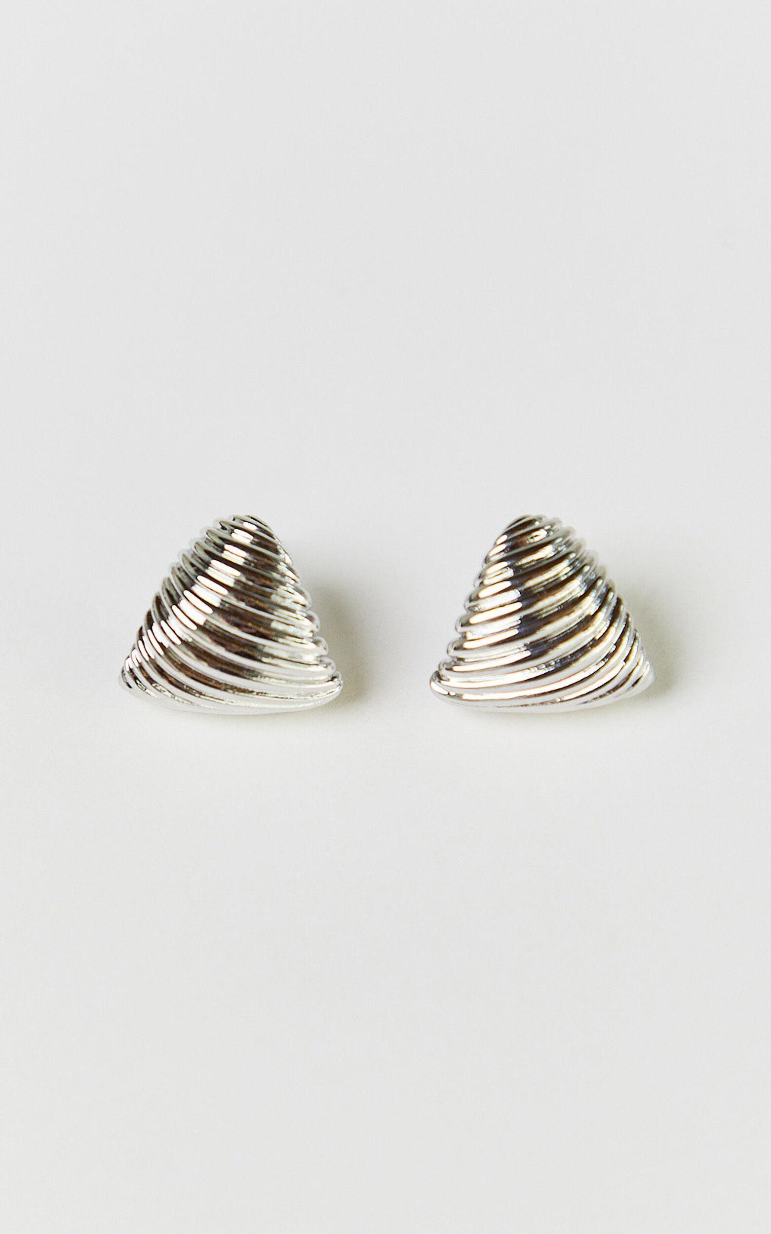 Rhianna Earrings - Ridge Stud Earrings in Silver Product Image