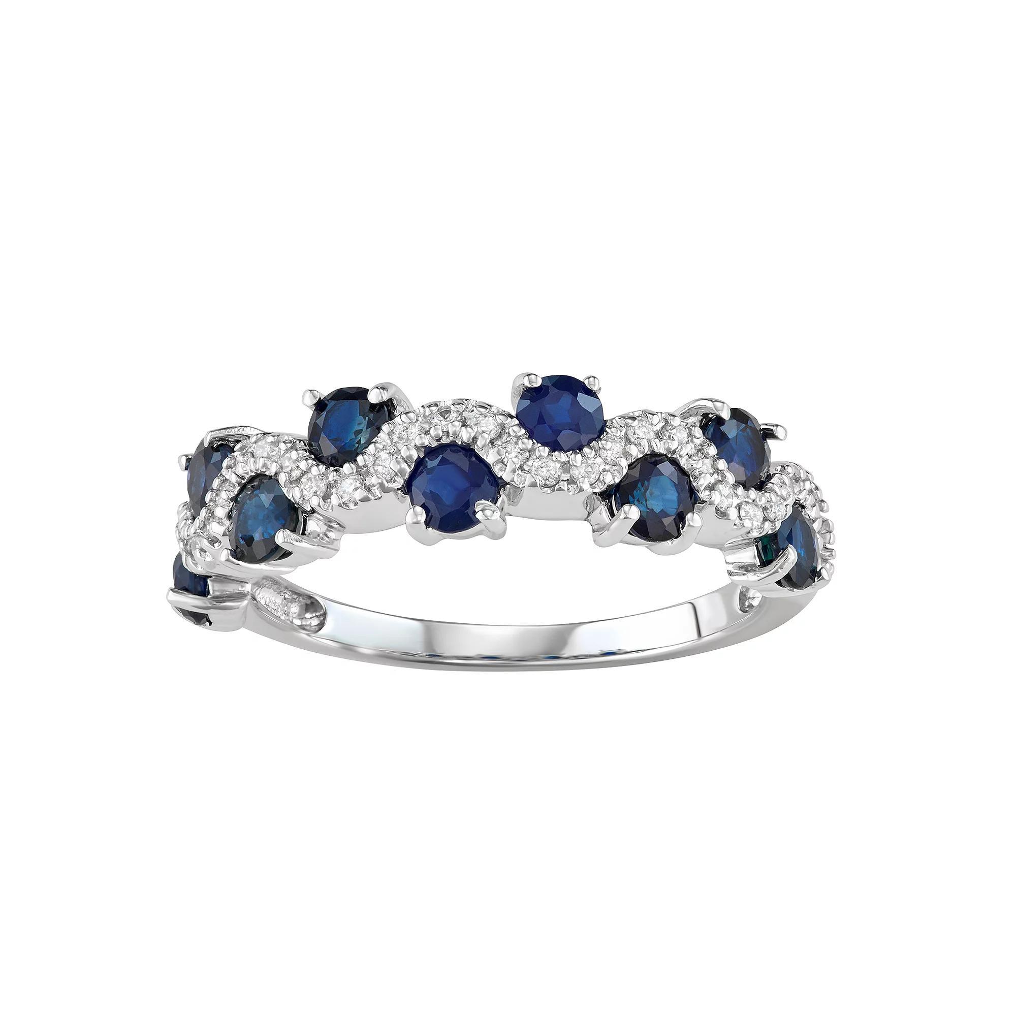 The Regal Collection 14k White Gold 1/6 Carat T.W. Diamond & Sapphire Ring, Women's, Size: 7, 14k Gold Product Image