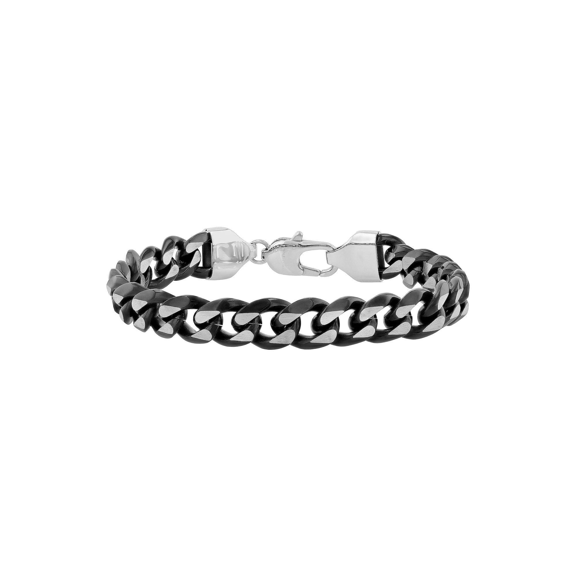 Steel Nation Men's Two Tone Stainless Steel Curb Link Bracelet, Size: 8.75 Product Image