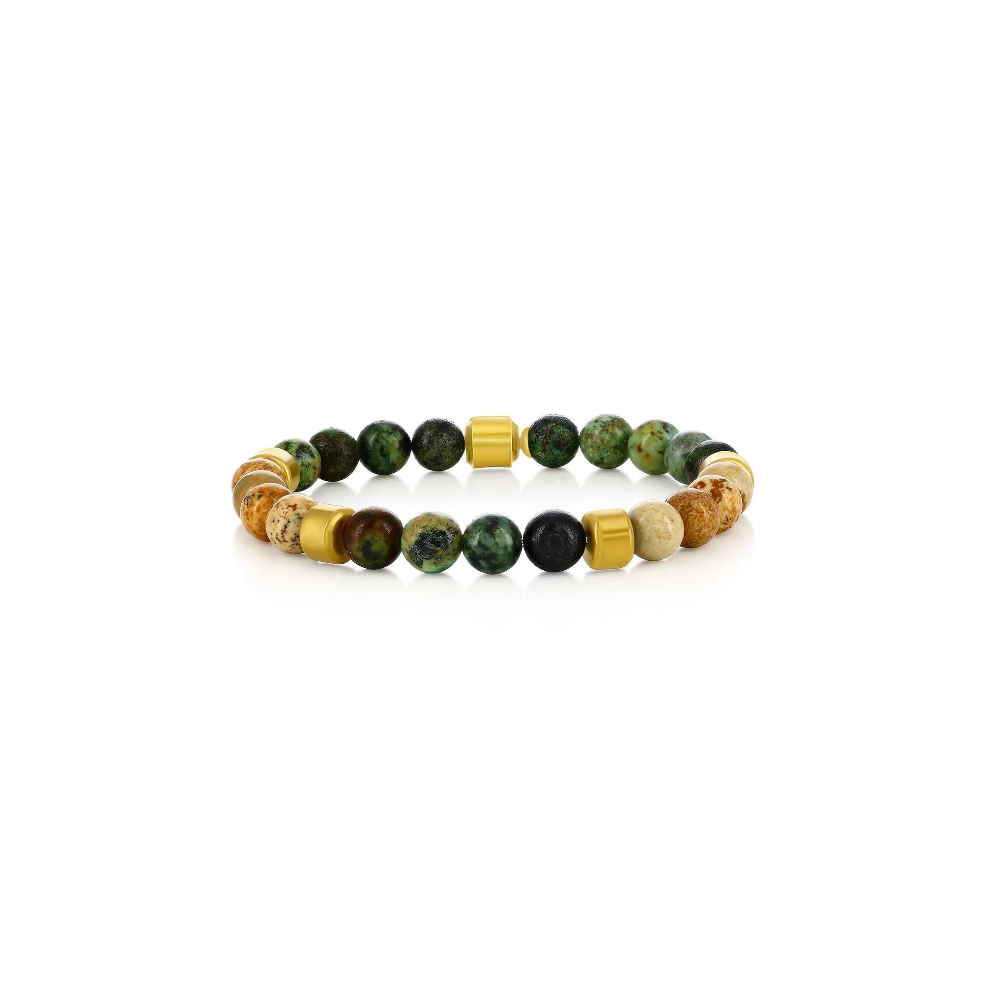 Men's Metallo Stone Beaded Bracelet, Size: 8.5", Turquoise Jasper Product Image