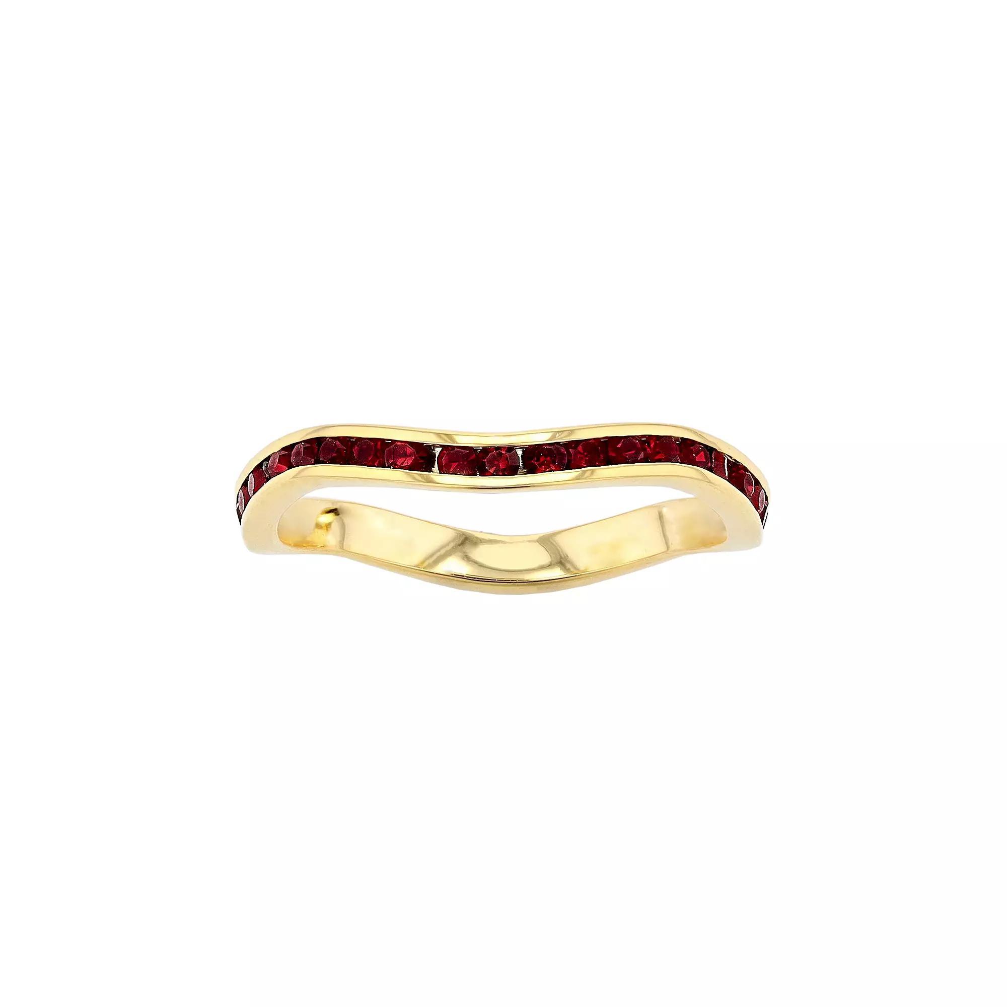 Traditions Jewelry Company 18k Gold Over Silver Birthstone Crystal Wave Ring, Womens Gold Over Sterling Jan Product Image