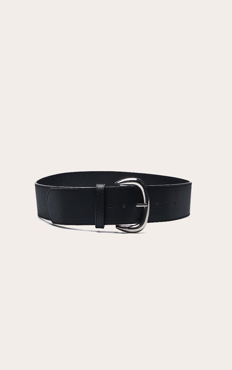 Black Chunky Silver Oval Ring Belt Product Image
