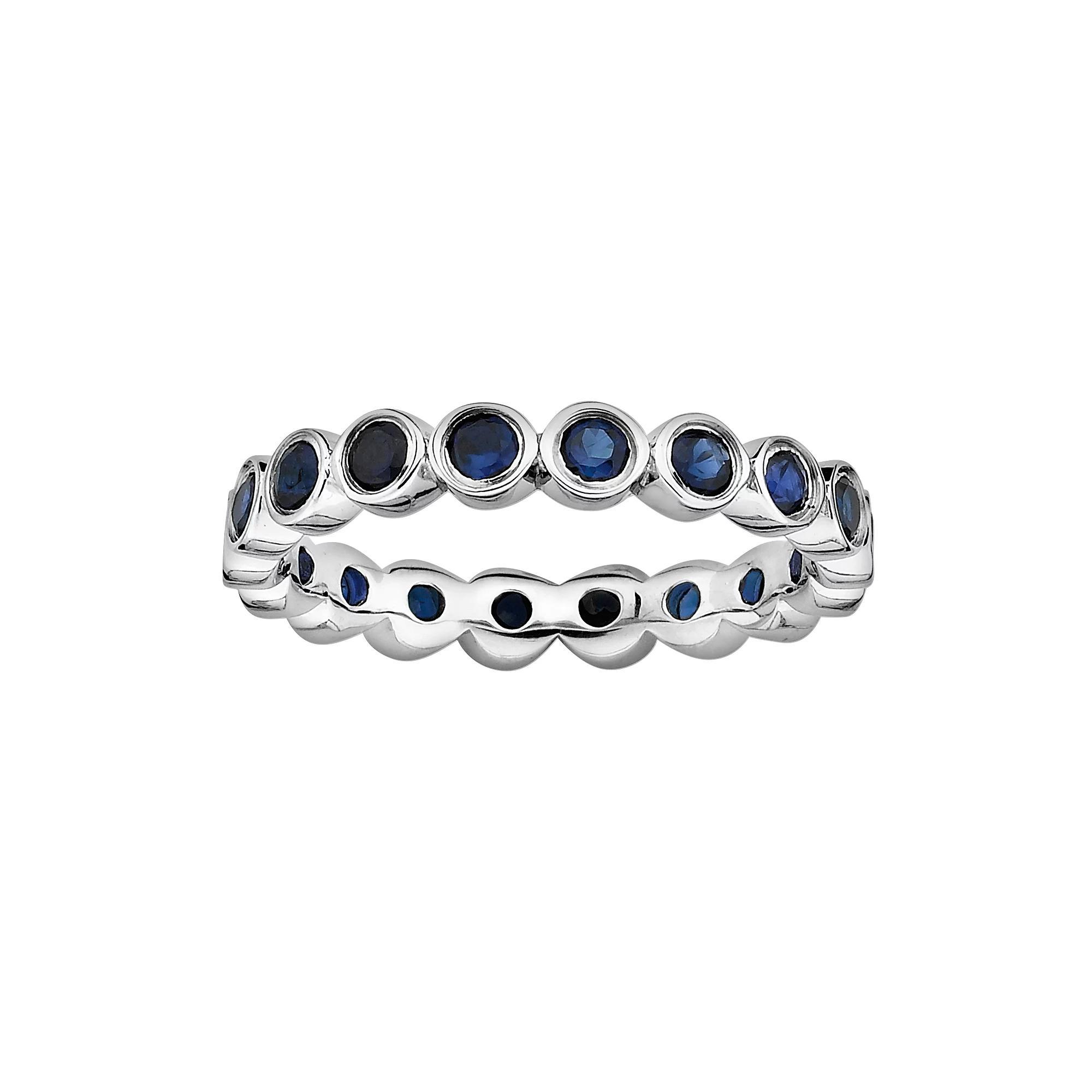 Stacks & Stones Sterling Silver Lab-Created Sapphire Eternity Stack Ring, Women's, Size: 8 Product Image