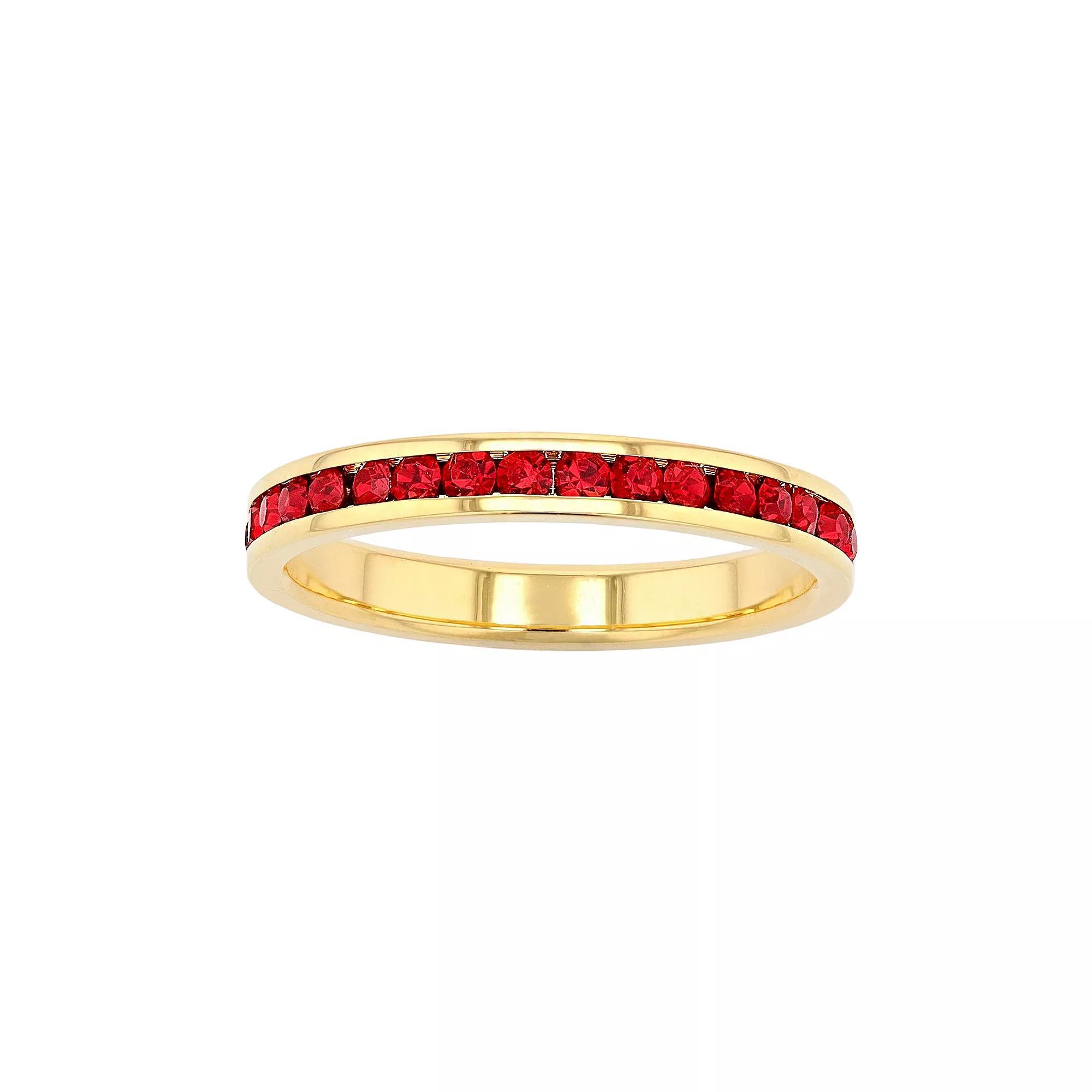 Traditions Jewelry Company 18k Gold Over Silver Birthstone Crystal Eternity Ring, Womens 18k Gold Plated Jan Product Image
