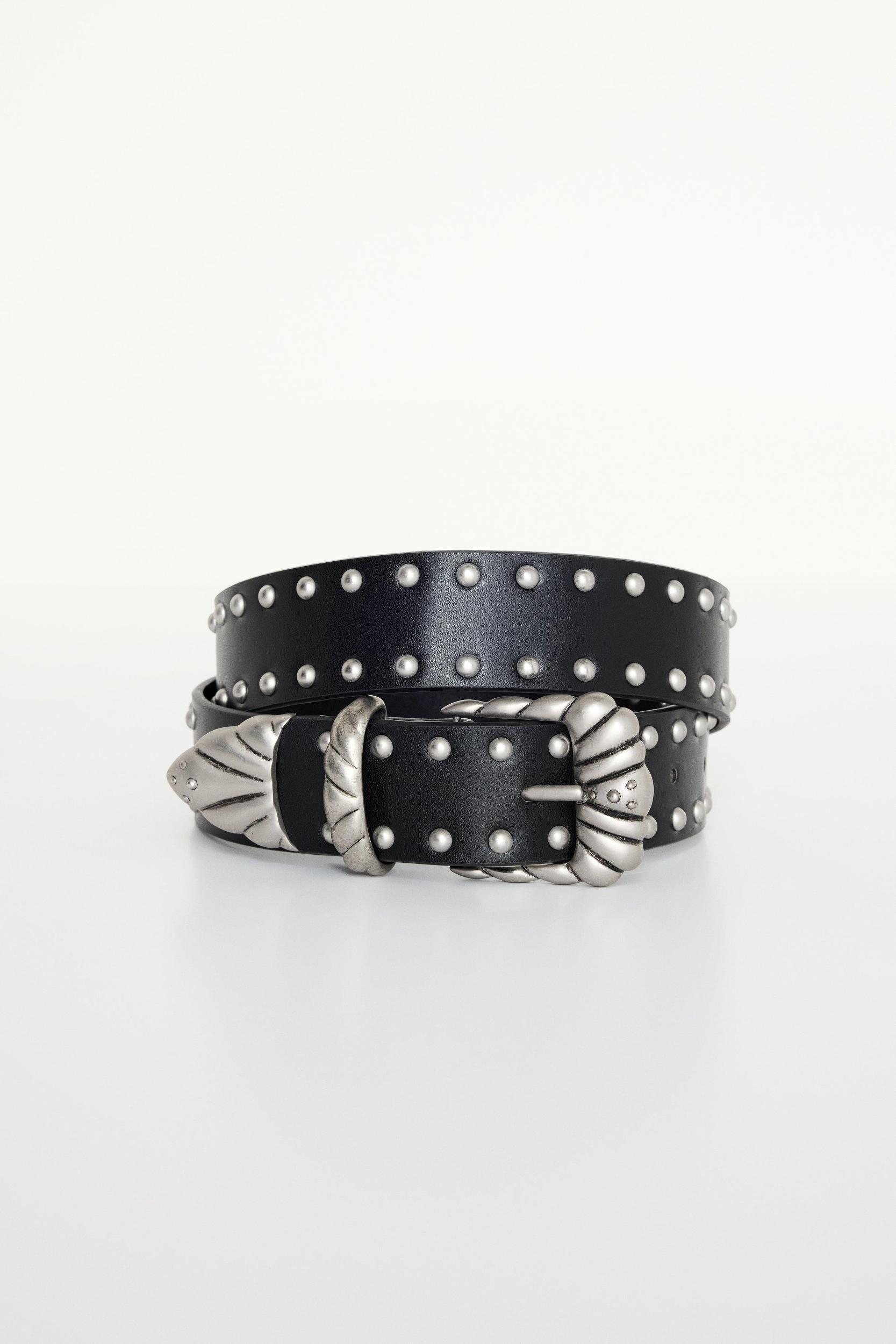 WIDE STUDDED WESTERN BELT | BLACK001 Product Image