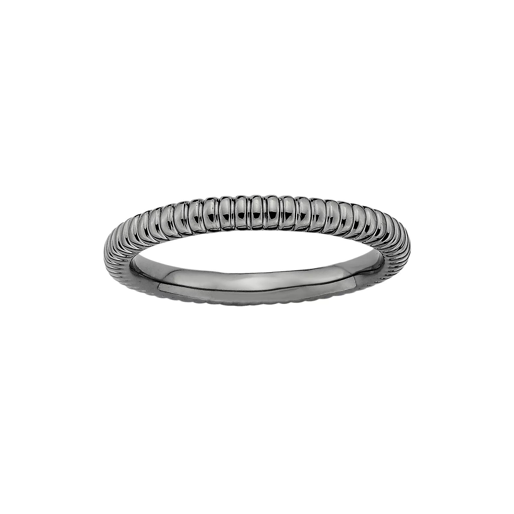 Stacks & Stones Ruthenium-Plated Sterling Silver Textured Stack Ring, Women's, Size: 5, Black Product Image
