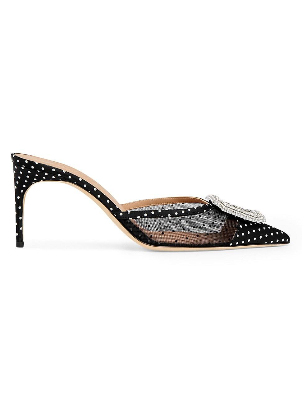 Womens Mona 70MM Polka Dot Satin and Mesh Mules Product Image