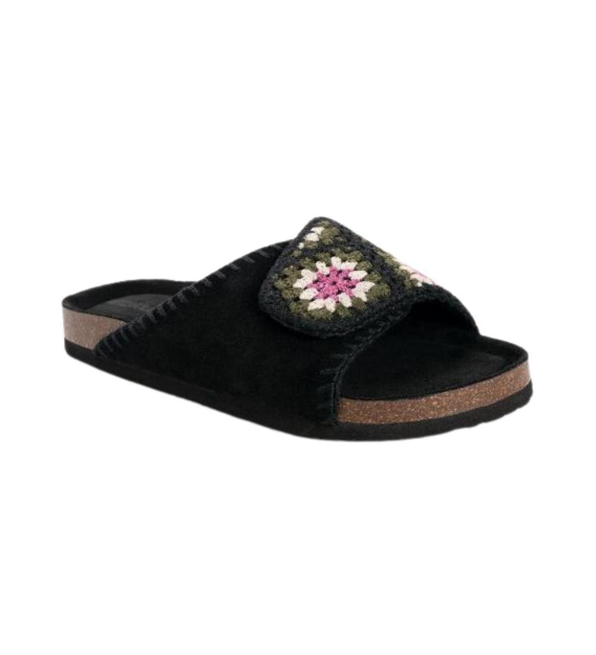 MUK LUKS Gigi Womens Suede Crochet Slide Sandals Product Image