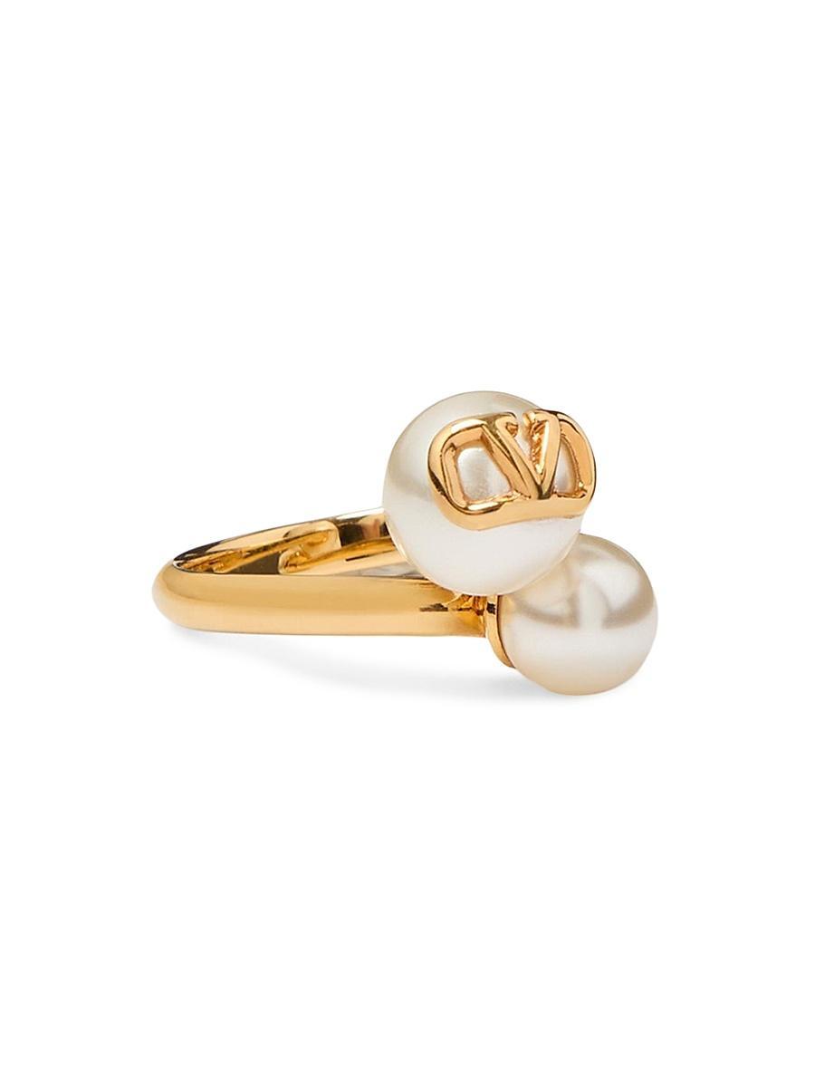 Womens VLogo Signature Metal and Pearl Ring Product Image