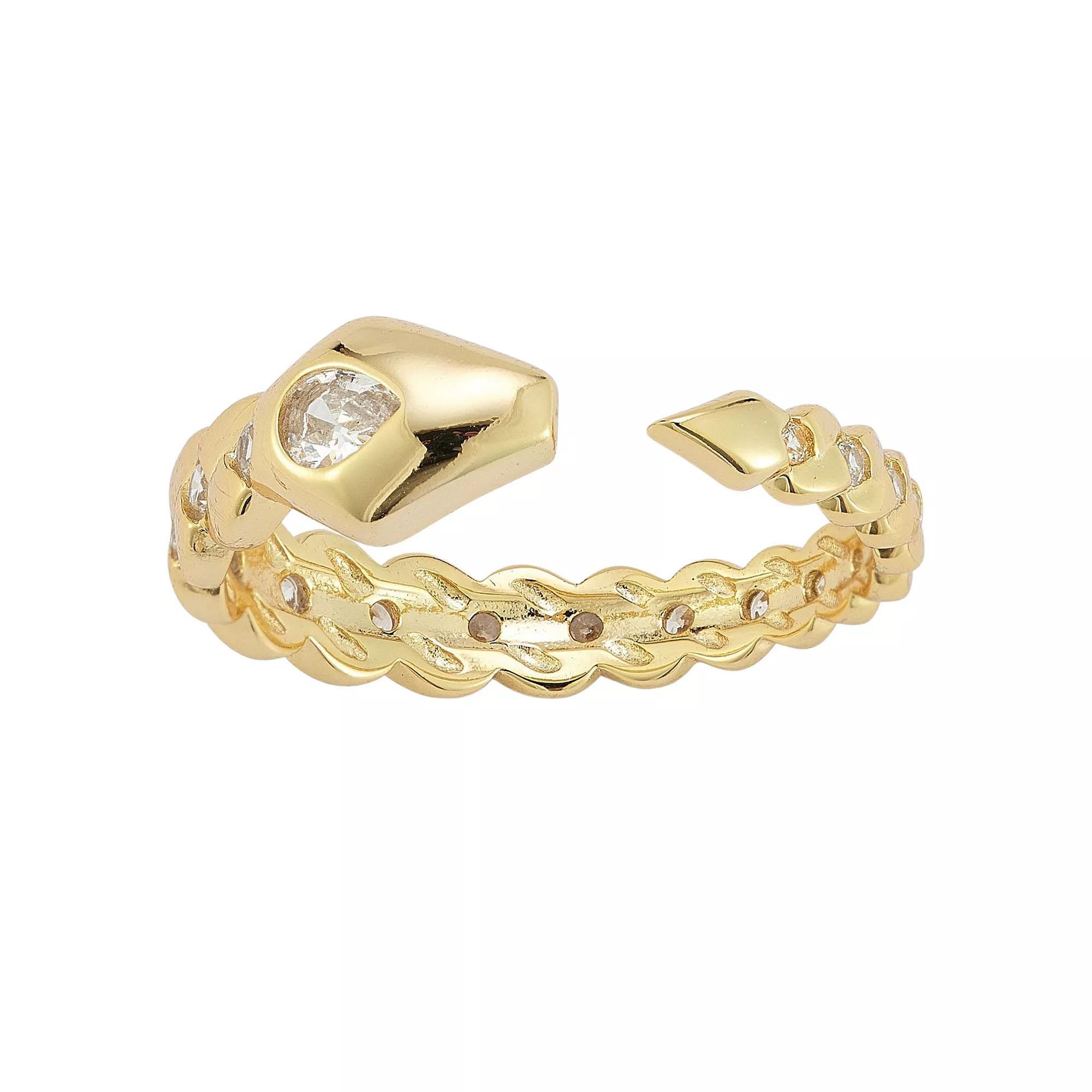 Sunkissed Sterling 14k Gold Over Silver Cubic Zirconia Snake Ring, Women's, Size: 8, Gold Tone Product Image