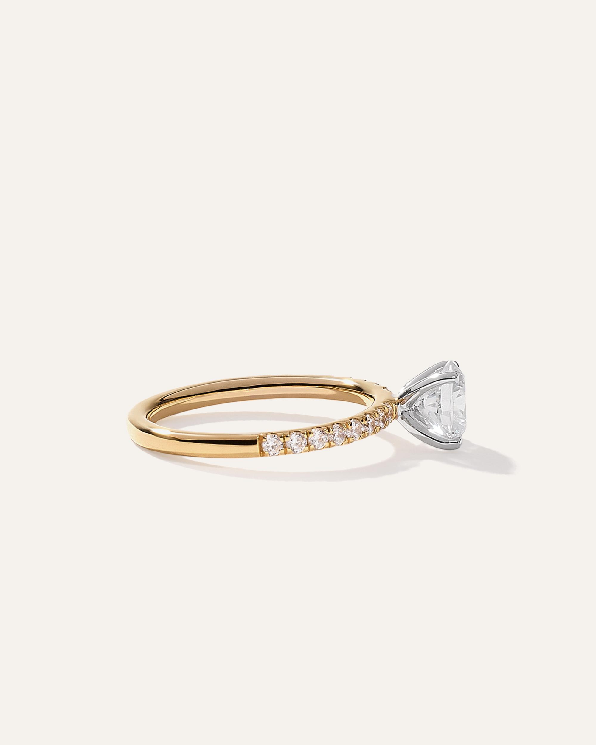 Quince | Women's Lab Grown Diamond Round Petite Pave Engagement Ring Product Image