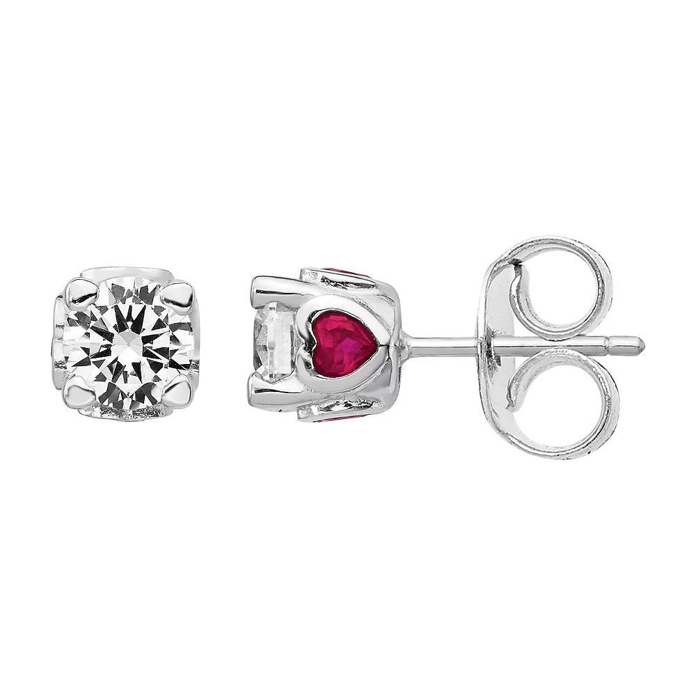 Sophie Miller Cheryl M Sterling Silver Lab-Created Ruby & Cubic Zirconia Teardrop Earrings, Womens Product Image