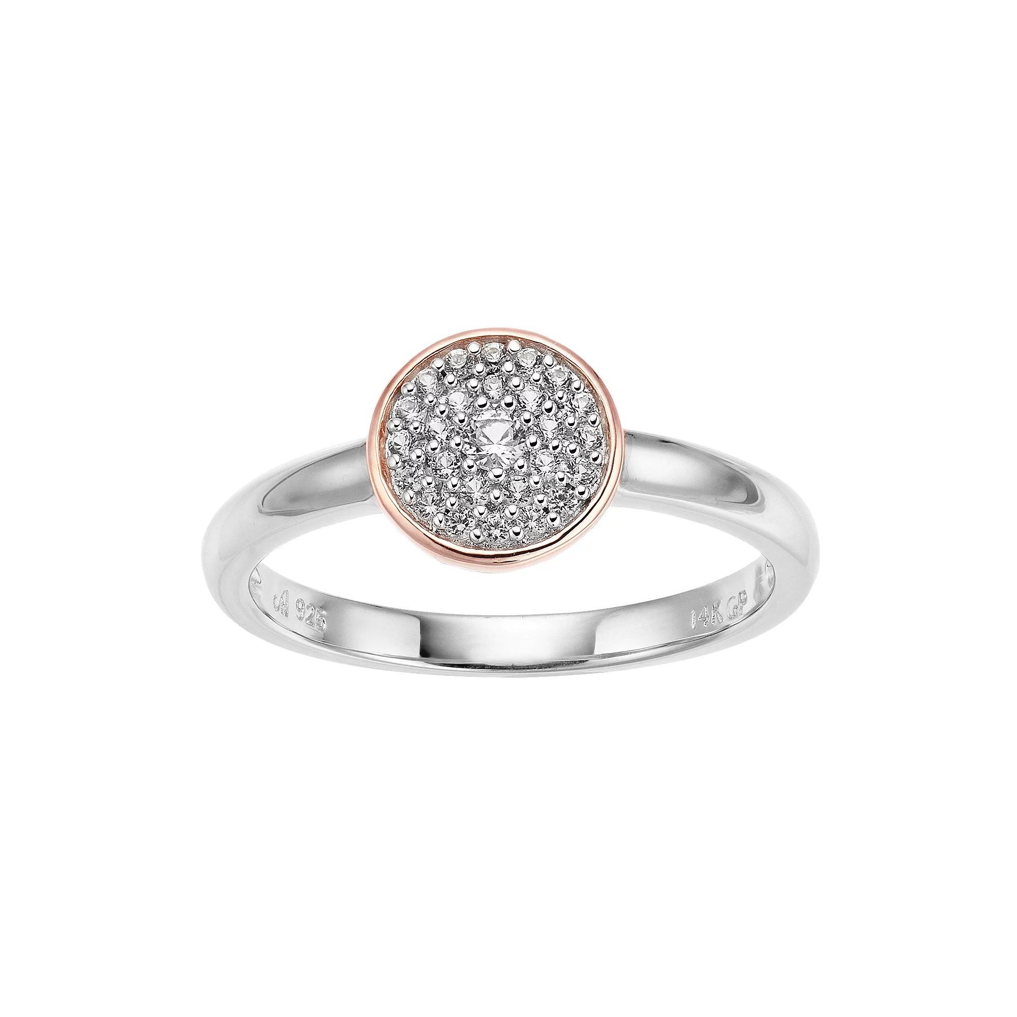 14k Rose Gold over Sterling Silver Lab-Created White Sapphire Ring, Women's, Size: 8, Pink Tone Product Image