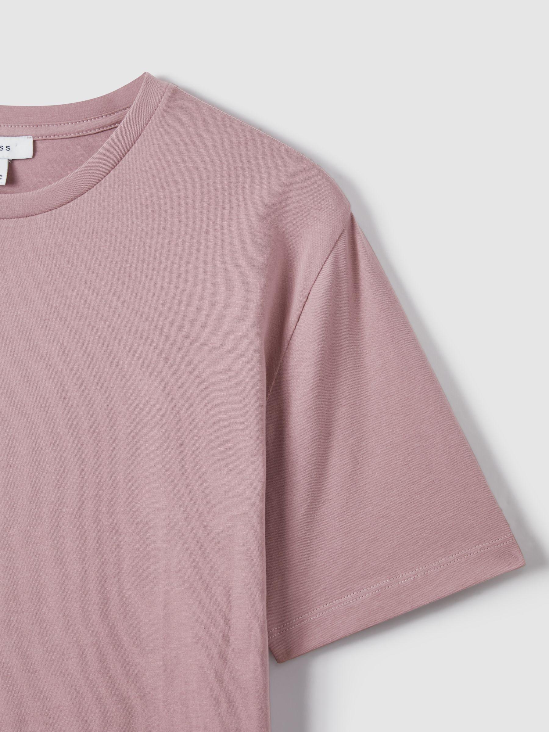 Cotton Crew Neck T-Shirt in Dusty Rose Product Image