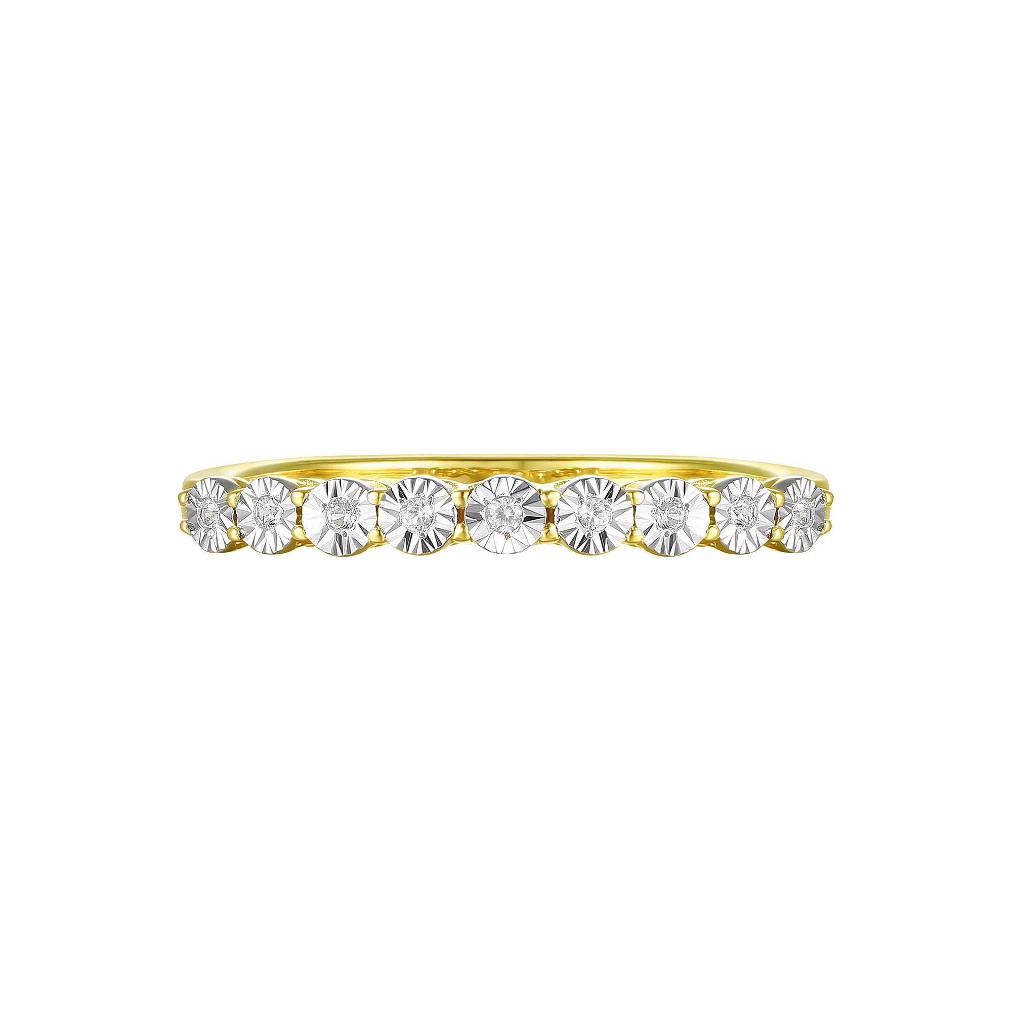 14k Gold Over Silver 1/10 Carat T.W. Diamond Ring, Women's, Size: 8, Gold Tone Product Image