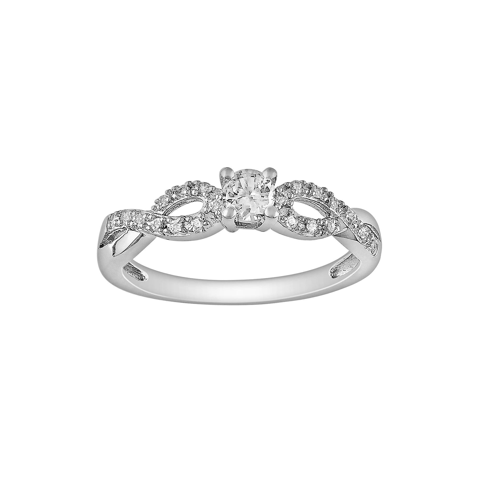 Stella Grace Sterling Silver Lab-Created White Sapphire and Diamond Accent Infinity Ring, Women's, Size: 4 Product Image
