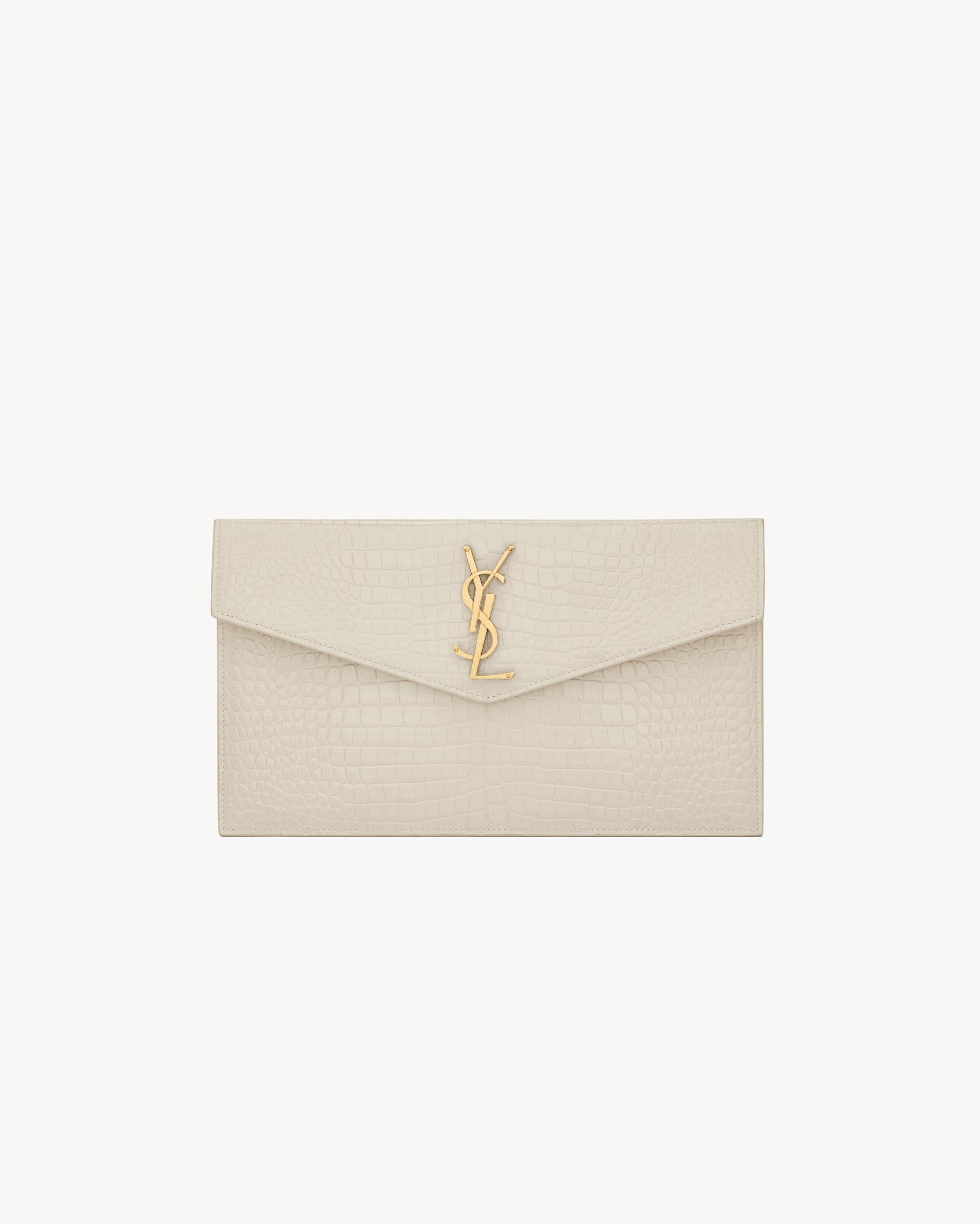 UPTOWN pouch in CROCODILE-EMBOSSED shiny leather Product Image