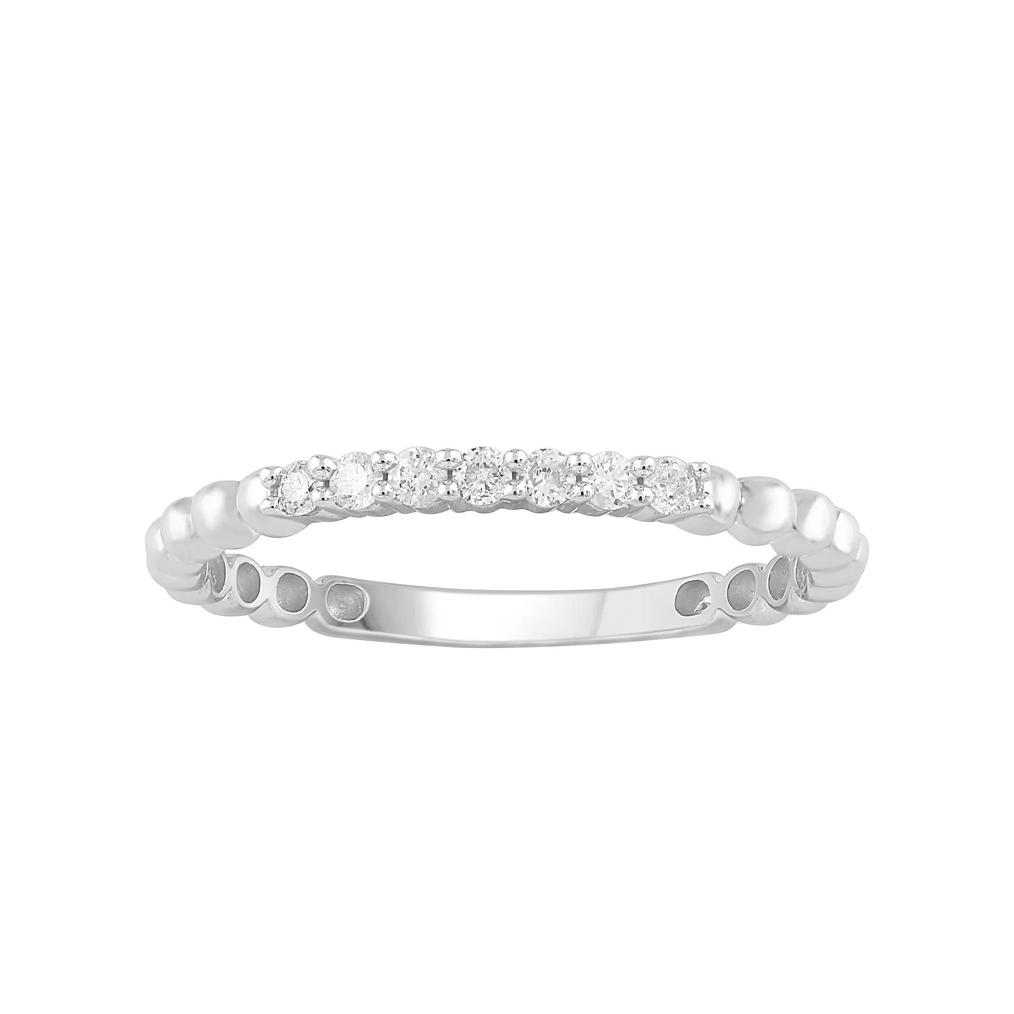 10k Gold 1/8 Carat T.W. Diamond Stackable Band Ring, Women's, Pink Product Image