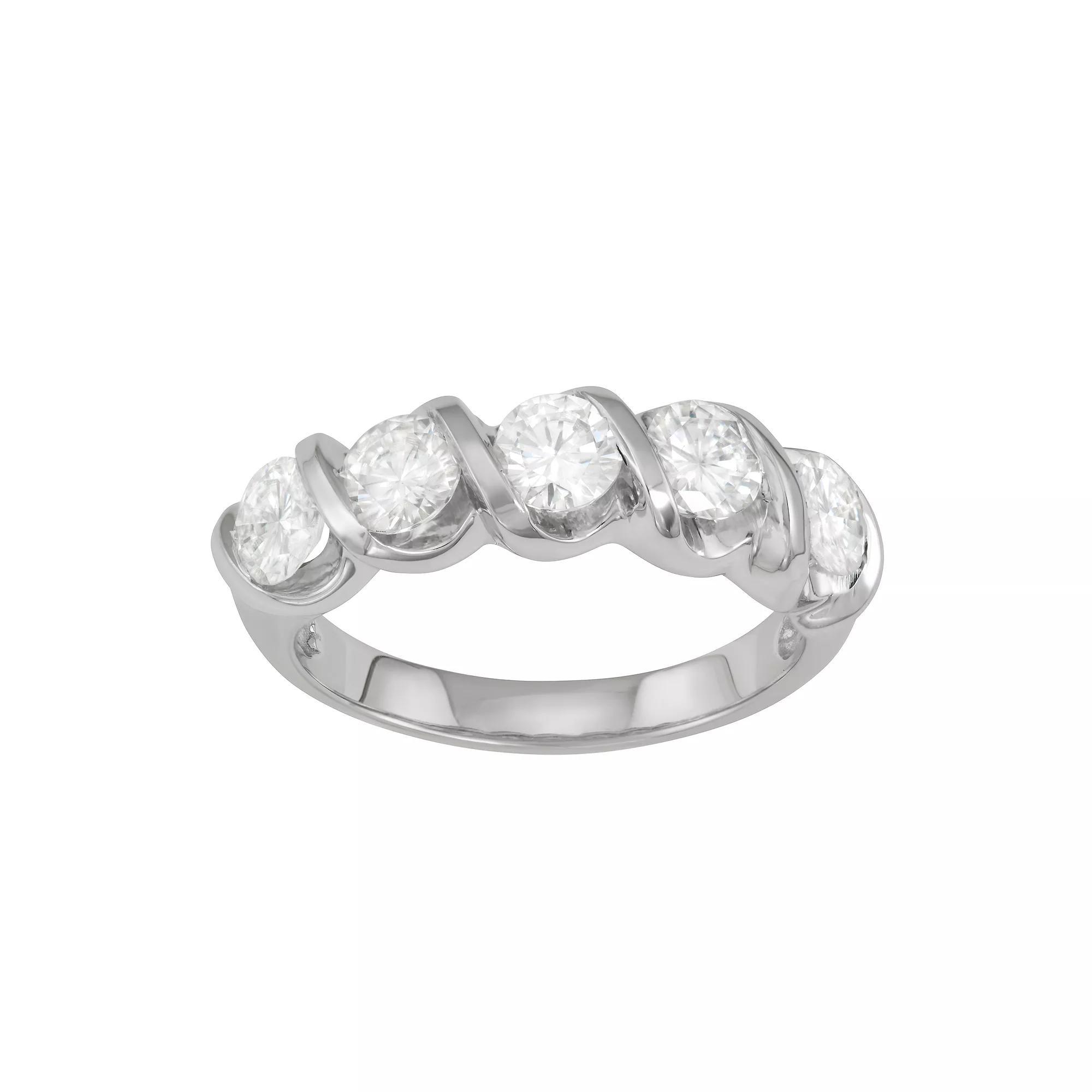 Charles & Colvard 14k White Gold 1 1/6 Carat T.W. Lab-Created Moissanite Twist Ring, Women's Product Image