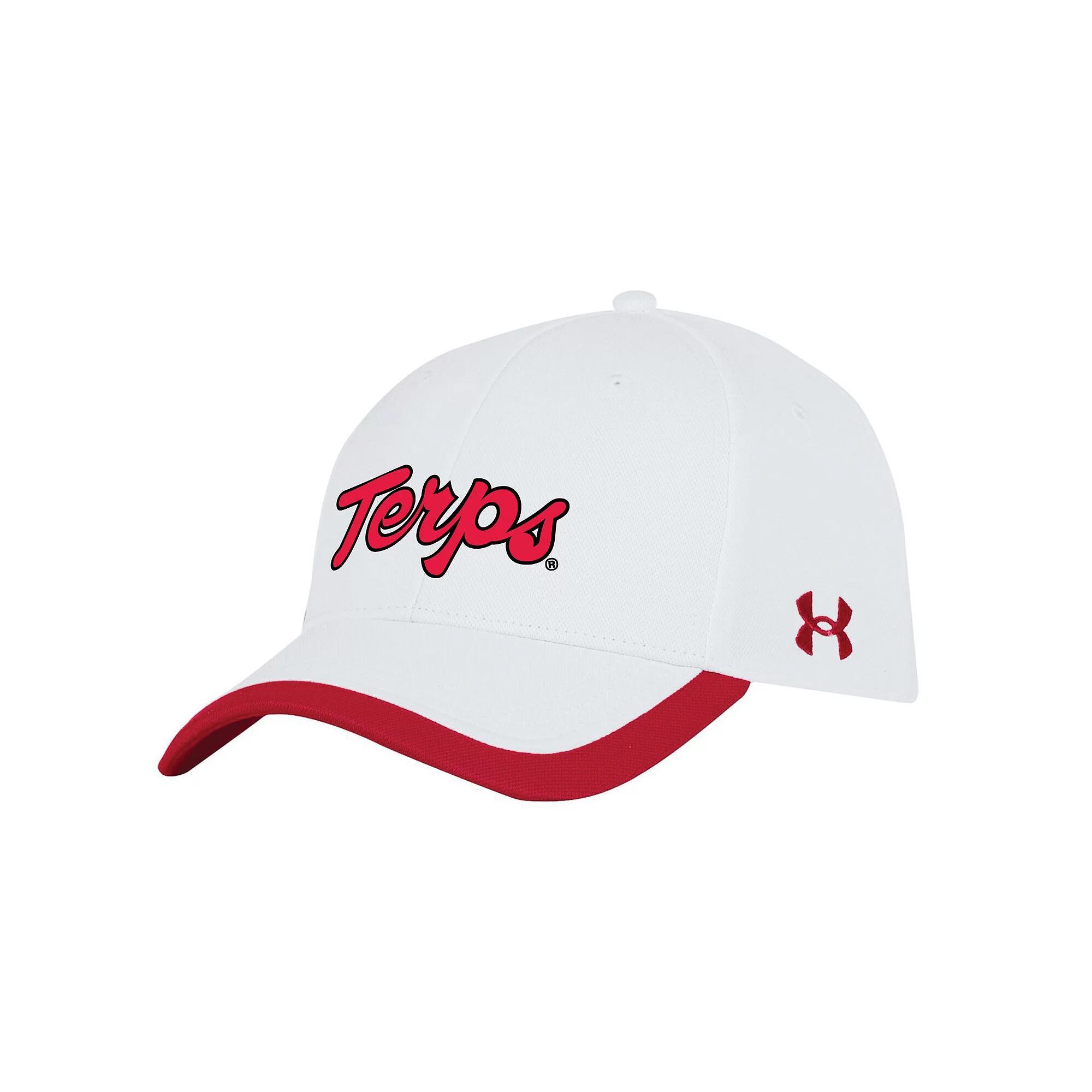 Men's Under Armour  White Maryland Terrapins Sideline Blitzing Accent Adjustable Hat Product Image