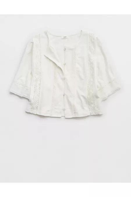 Aerie Short Sleeve Crochet Cardigan Women's Product Image