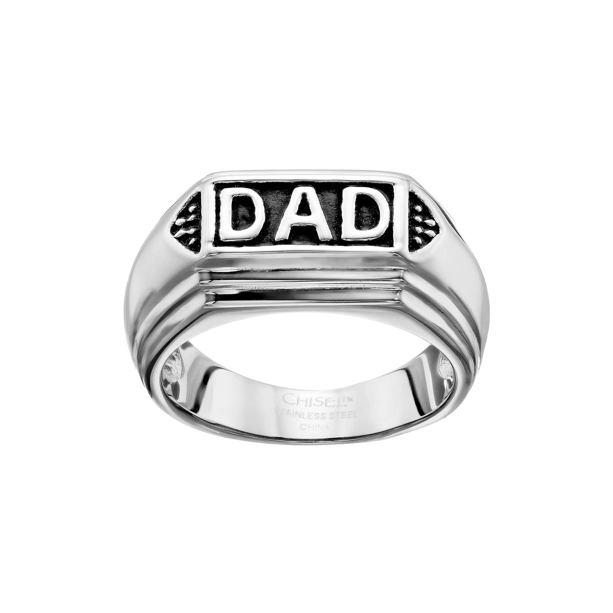 Stainless Steel "Dad" Ring - Men, Men's, Size: 10, Grey Product Image
