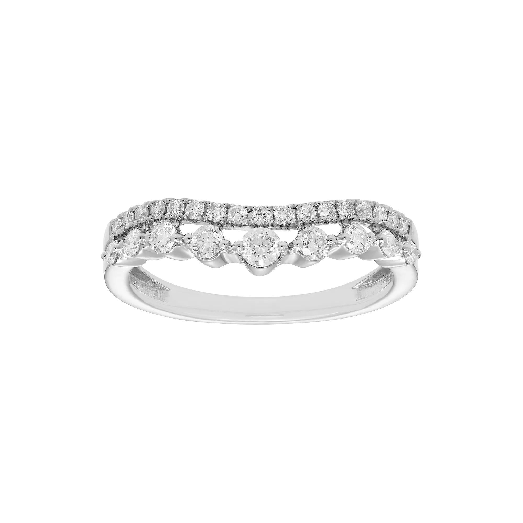 The Regal Collection 14k Gold 1/2 Carat IGL Certified Diamond Double Row Shadow Wedding Band, Women's, Size: 5, Yellow Product Image