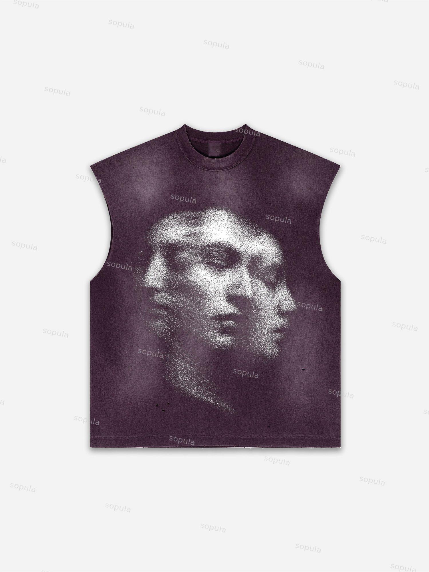 Future World Brainstorming Graphic Print Distressed Tank Top Product Image