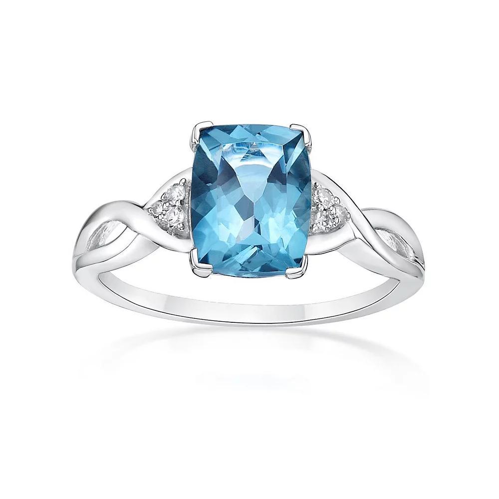 Gemminded 10k White Gold London Blue Topaz & Diamond Accented Ring, Womens Product Image