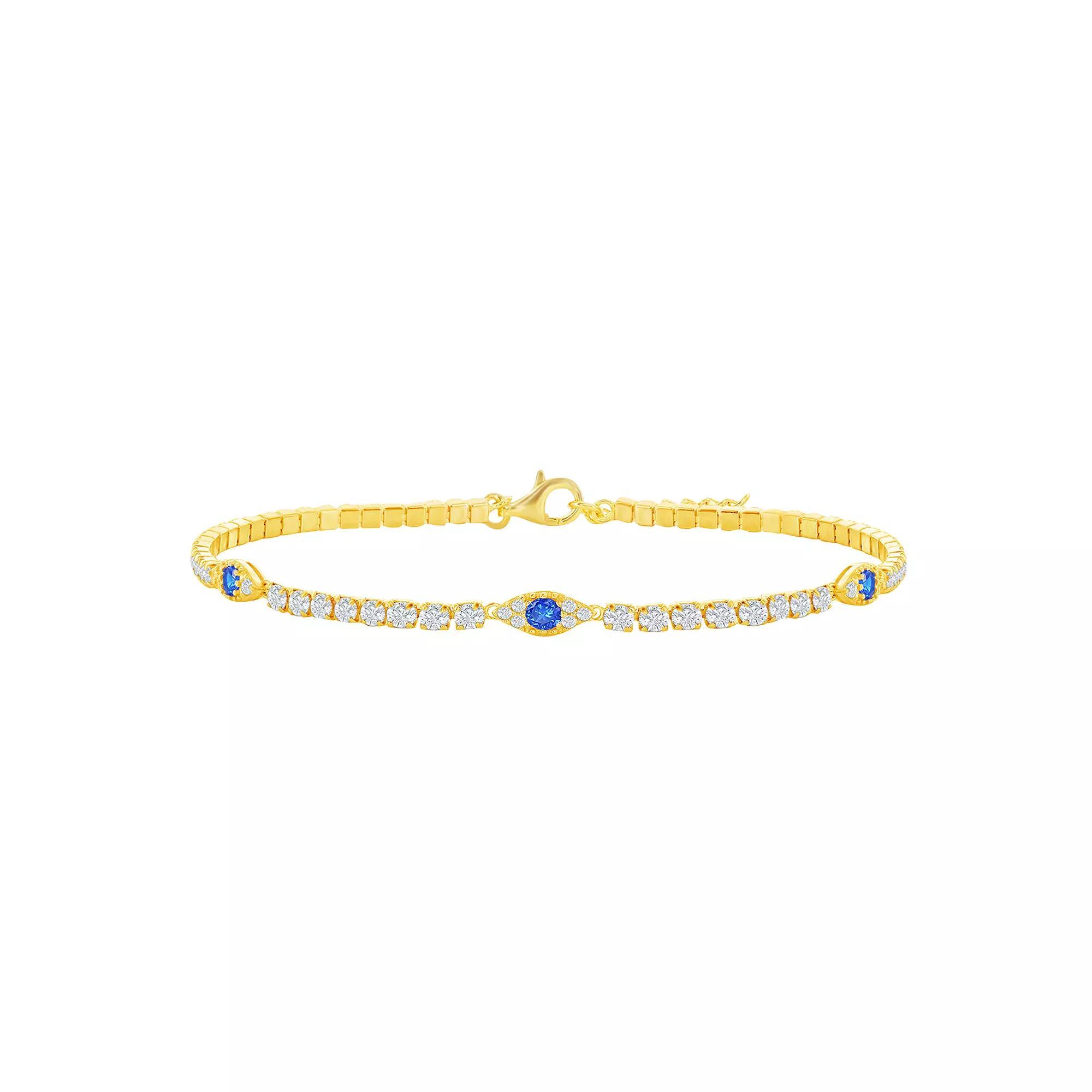 Cubic Zirconia Evil Eye Tennis Bracelet, Womens Sterling Product Image