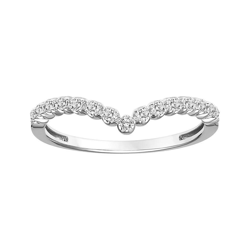 Love Always 10k White Gold 1/6 Carat T.W. Diamond Chevron Anniversary Ring, Women's, Size: 9 Product Image