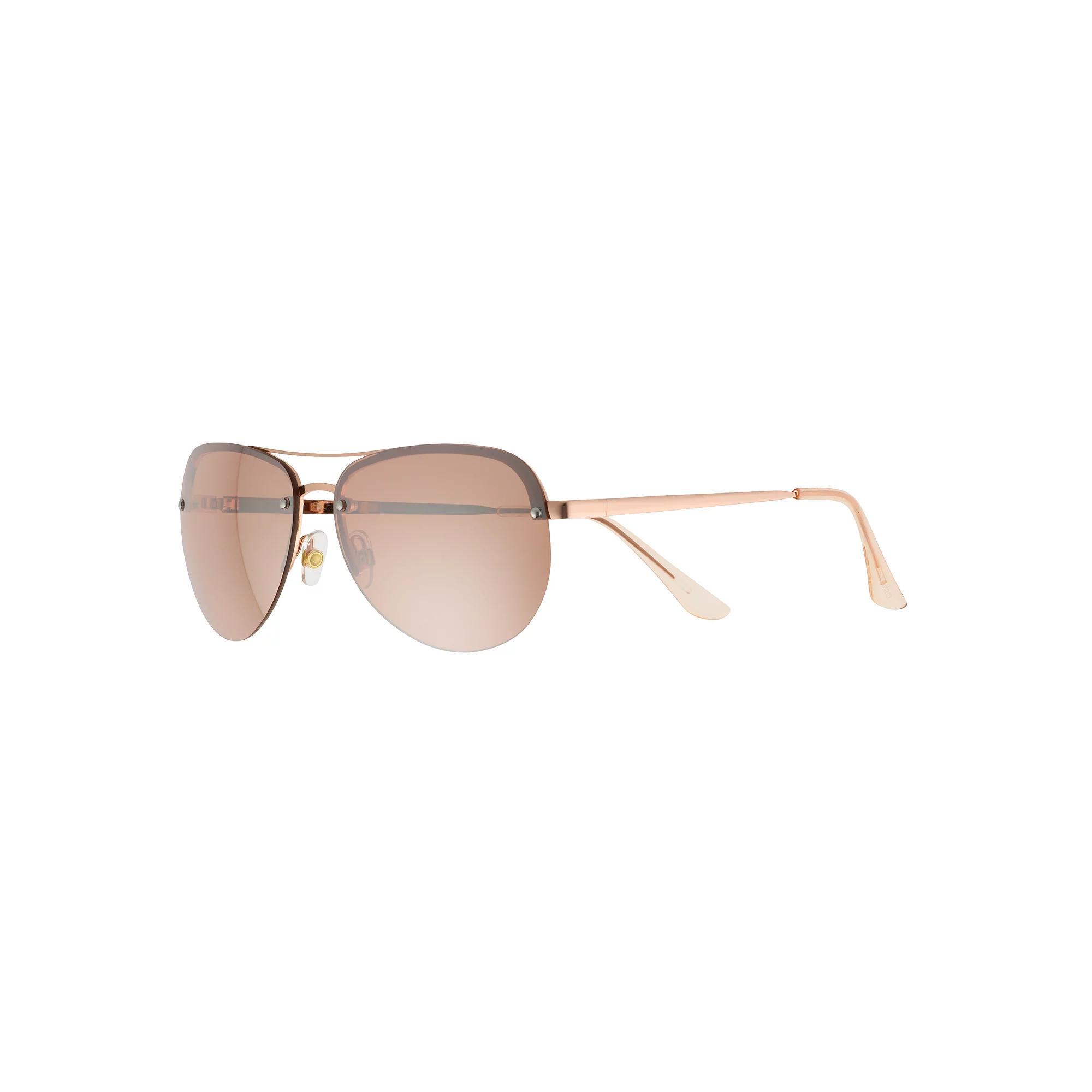 Womens Sonoma Goods For Life 60mm Metal Rimless Aviator Sunglasses Product Image