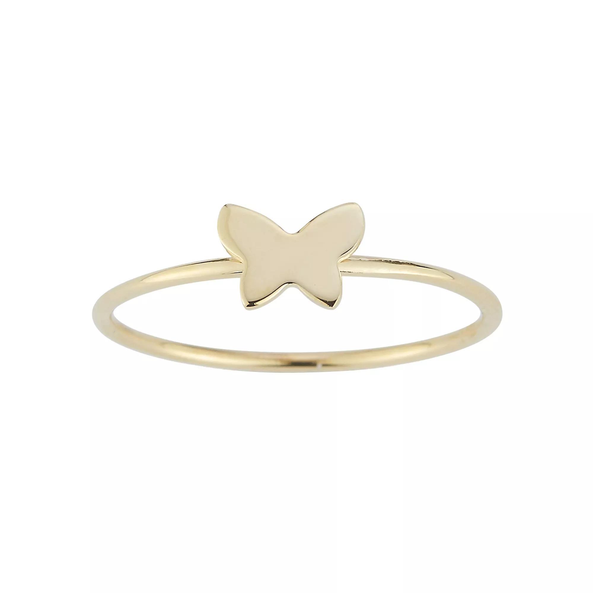 LUMINOR GOLD 14k Gold Butterfly Stackable Ring, Women's, Size: 6, Yellow Product Image