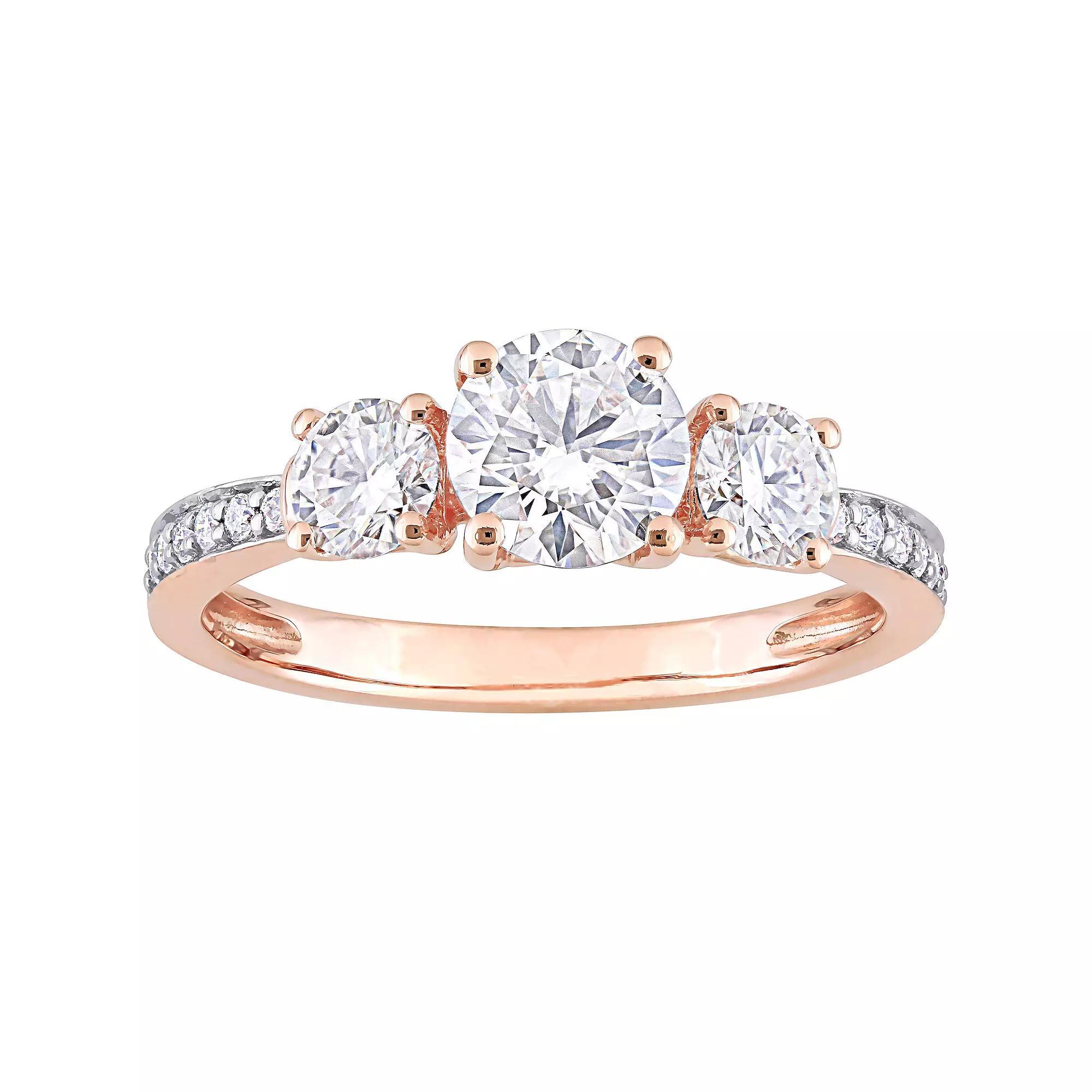Stella Grace 10k Rose Gold Lab-Created Moissanite 3-Stone Engagement Ring, Women's, Size: 5 Product Image