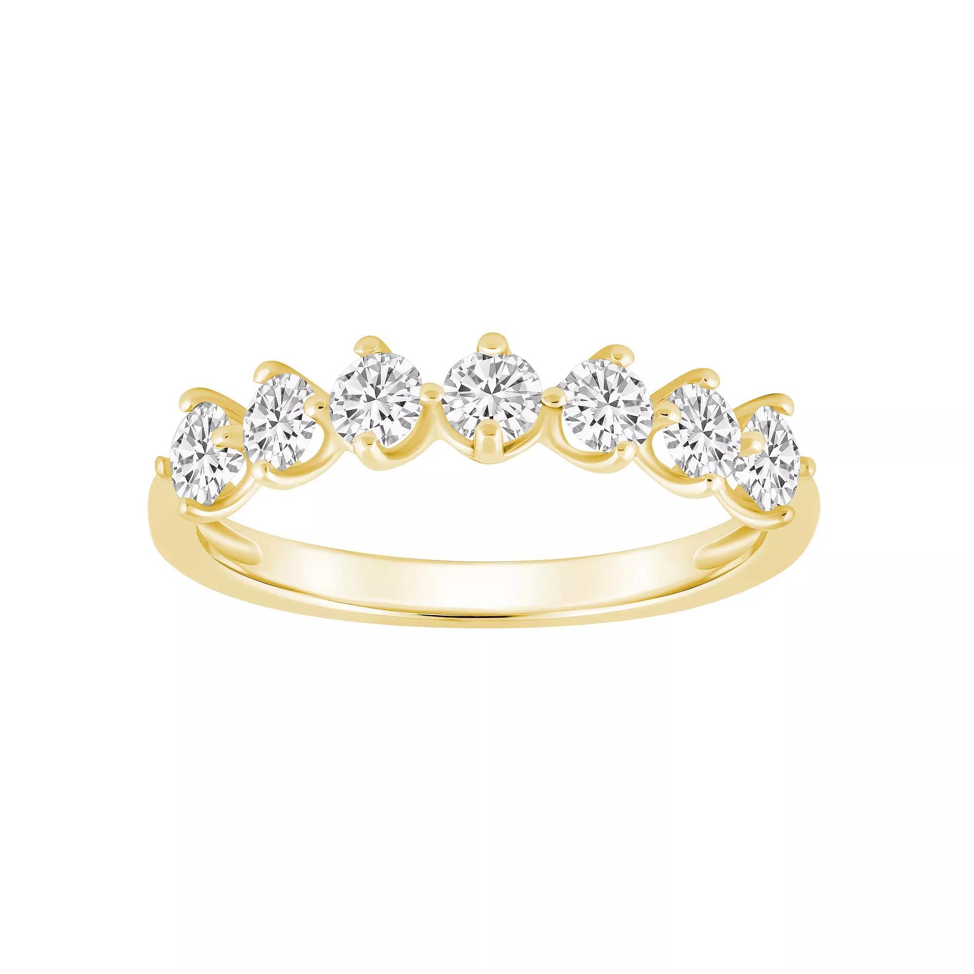 Alyson Layne 14k Gold 7/8 Carat T.W. Diamond 7-Stone Wedding Band, Women's, Size: 6.50 Product Image