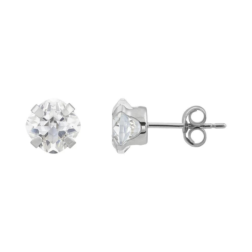 10k White Gold Lab-Created Created White Sapphire Earrings, Women's Product Image