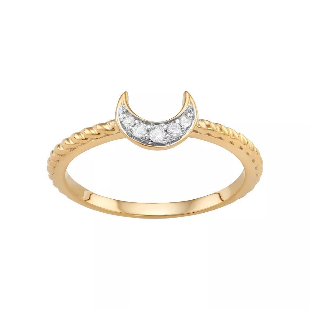 Jewelexcess Sterling Silver Diamond Accent Half Moon Ring, Women's, Size: 8, Rose Gold Tone Product Image