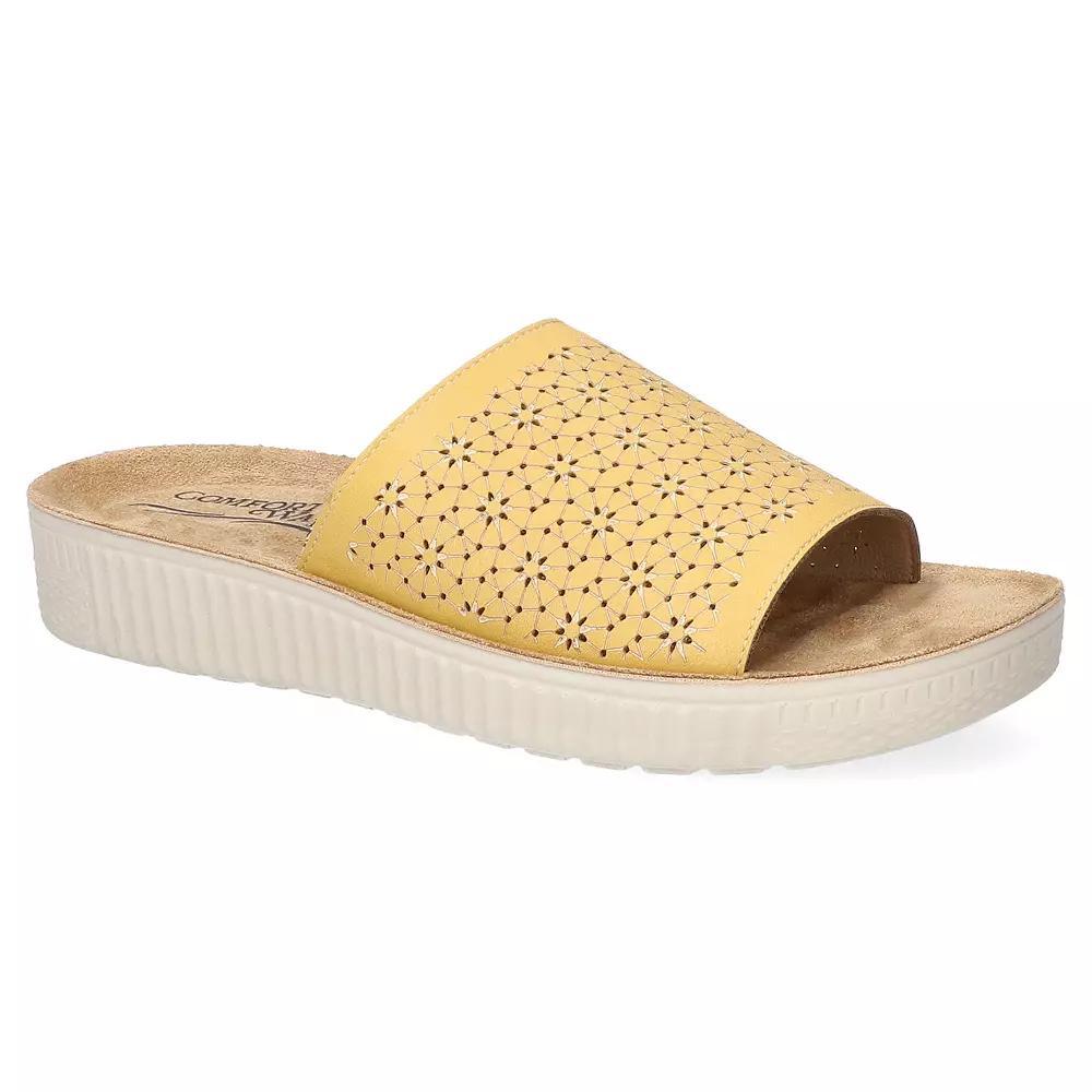 Easy Street Ivey Comfort Women's Platform Slide Sandals, Size: 6 Wide, Yellow Product Image