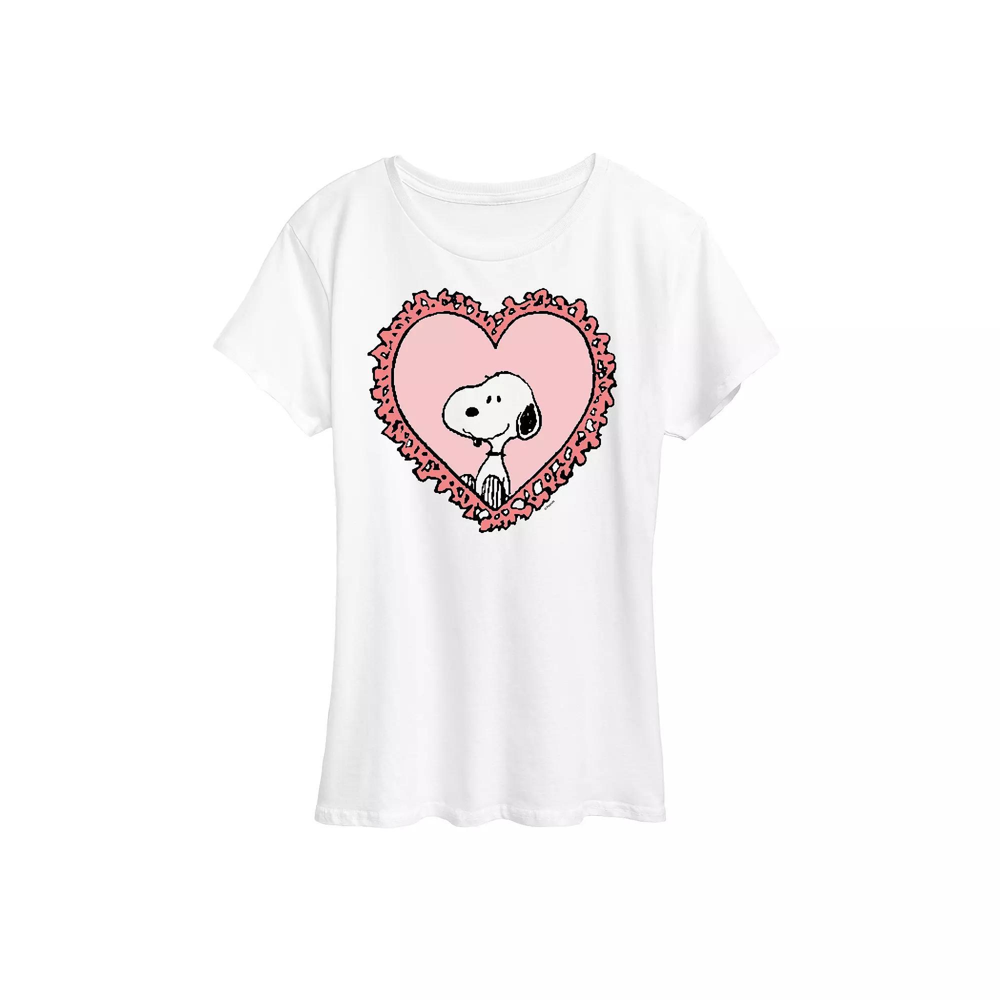 Womens Peanuts Snoopy Heart Frame Graphic Tee Product Image