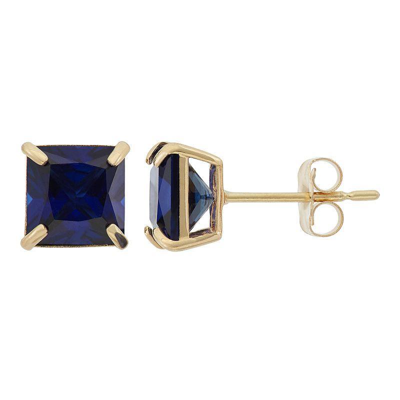 Designs by Gioelli Lab-Created Sapphire 10k Gold Stud Earrings, Women's, Blue Product Image