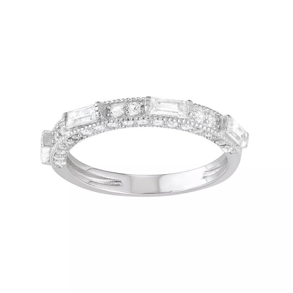 Sterling Silver Lab-Created White Sapphire Anniversary Ring, Women's, Size: 7 Product Image