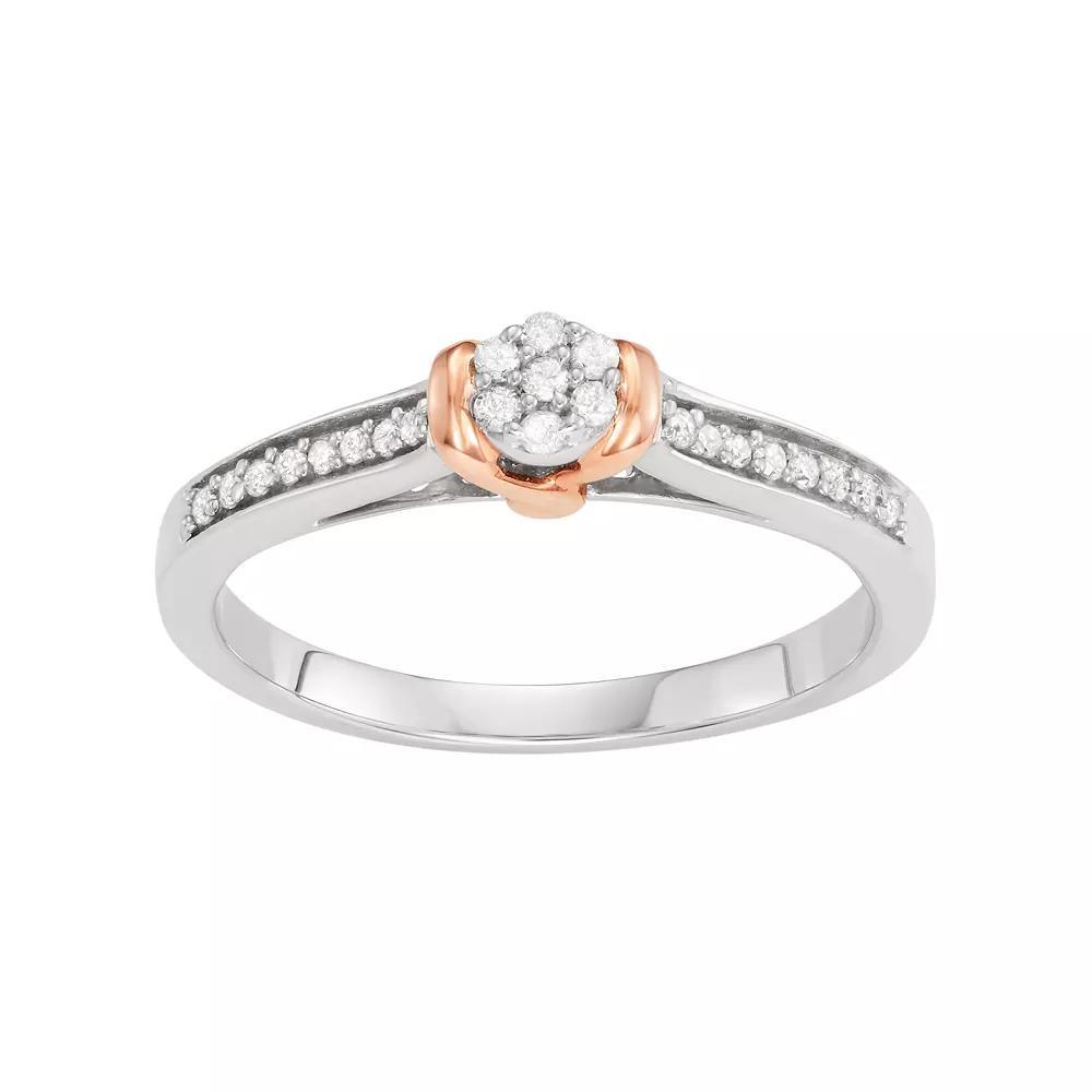 Two Tone 10k White Gold 1/6 Carat T.W. Diamond Cluster Ring, Women's, Size: 5, 10k Whgold Product Image