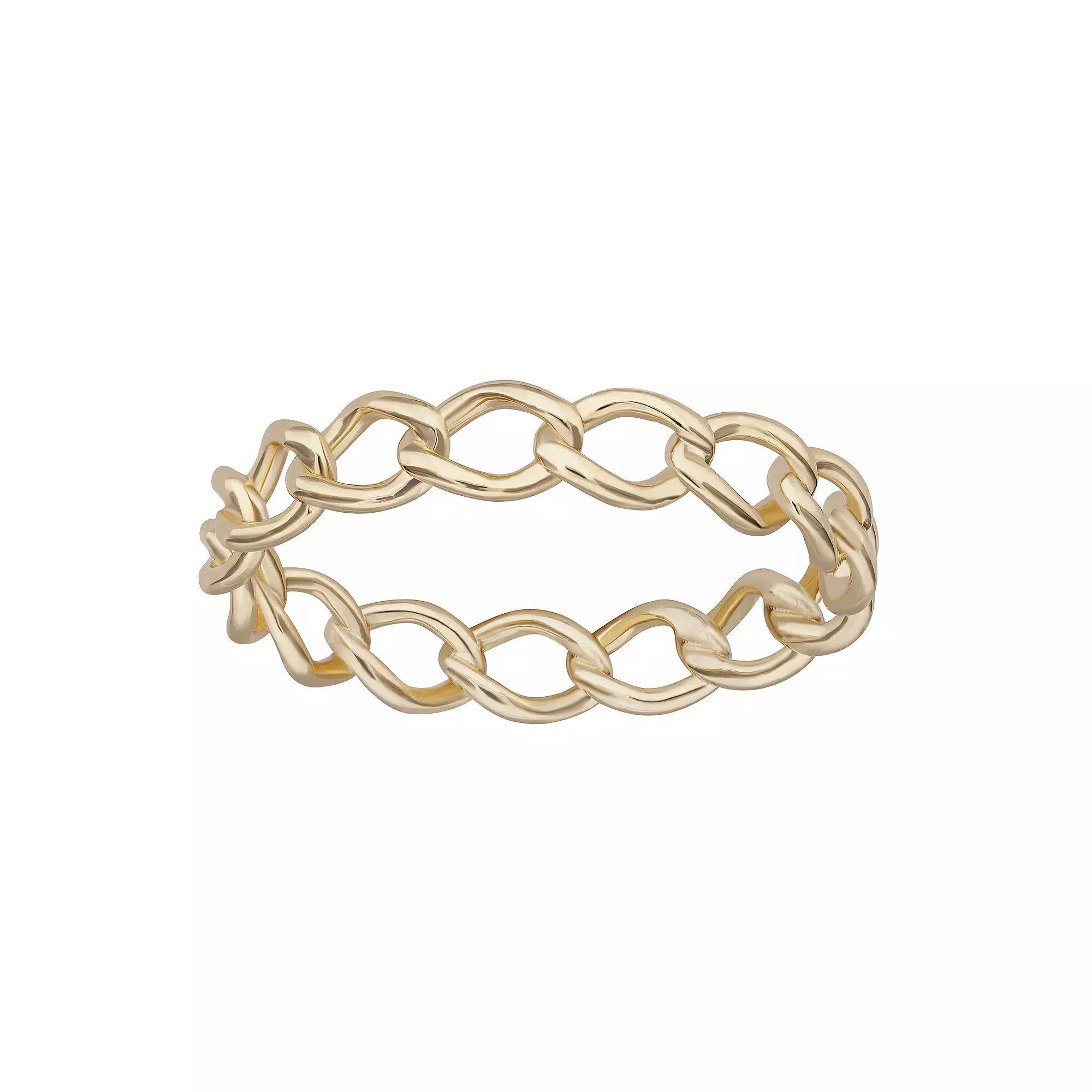 PRIMROSE 18k Gold Over Silver Link Band Ring, Women's, Size: 9, Gold Over Sterling Product Image