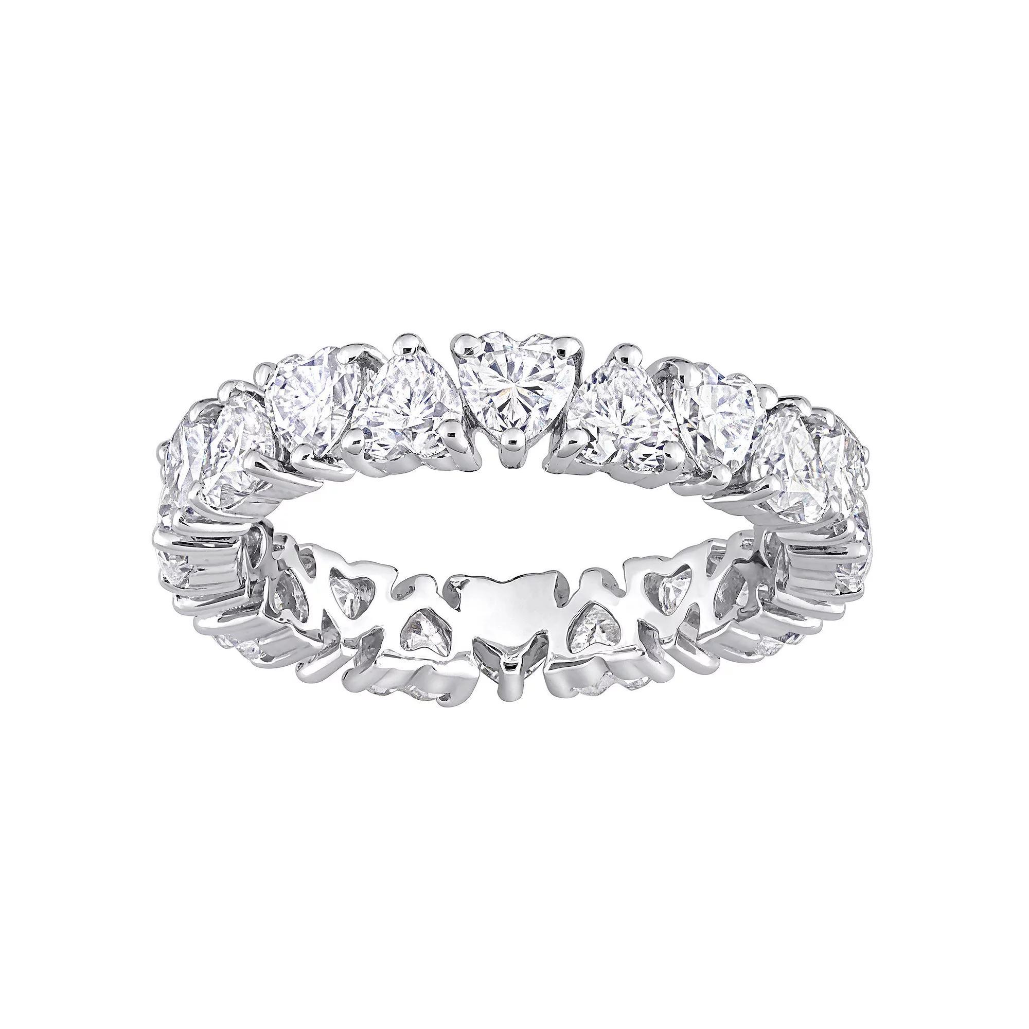 Stella Grace Sterling Silver Lab-Created Moissanite Heart Eternity Ring, Womens Product Image